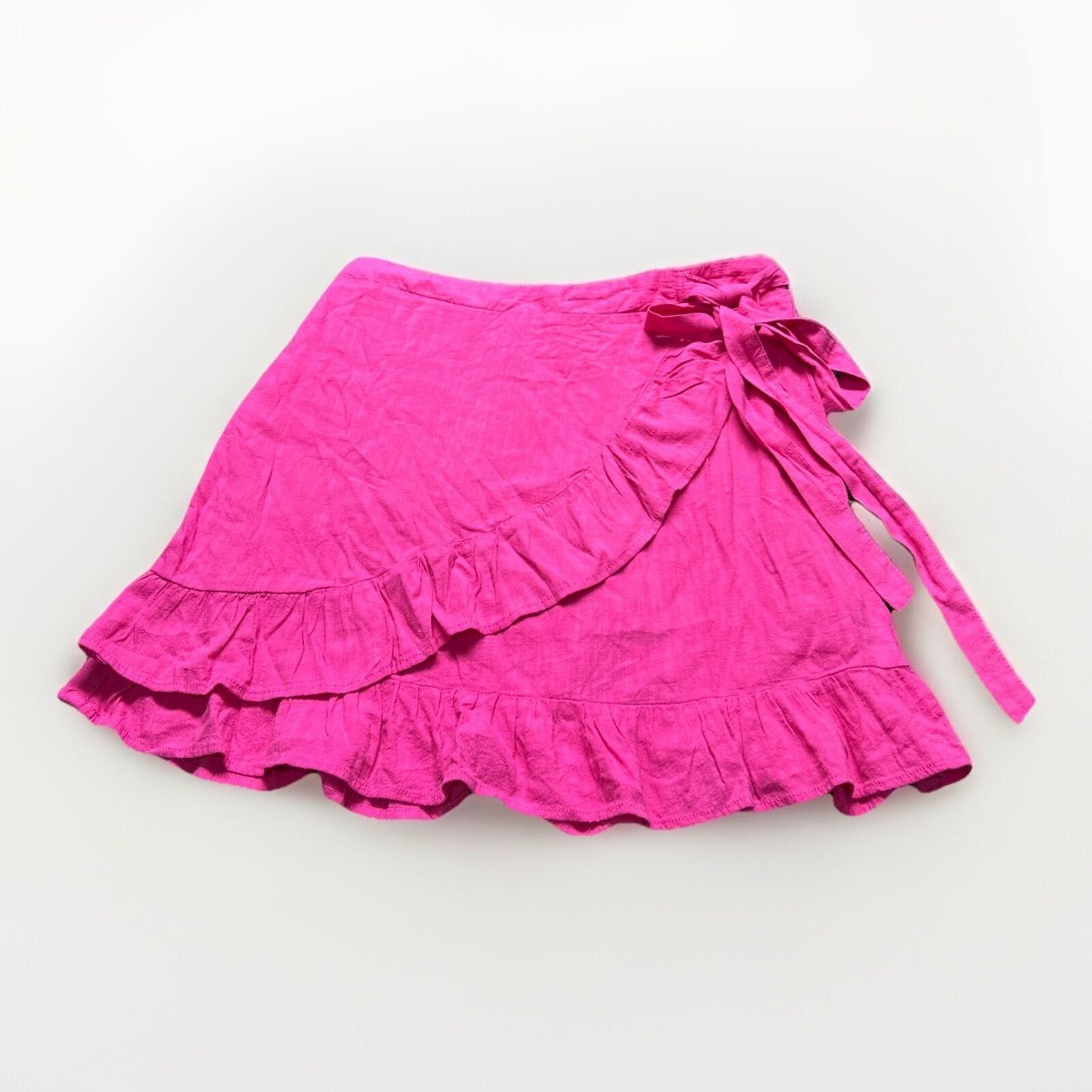 Cartoon Network CATO Wrap Skirt Ruffle Casual Bow Coral Pink L Fairy Preppy Size 36" / US 14 / IT 50 - 1 Thumbnail
