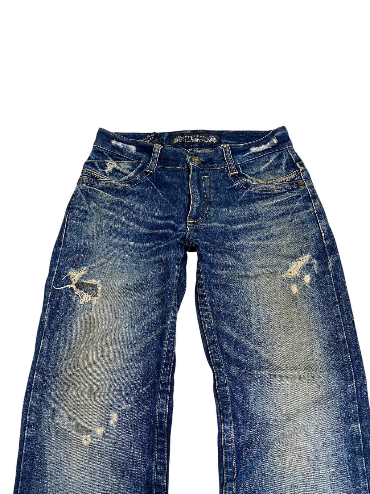 GOSTAR DE FUGA × Japanese Brand Flare Red Pepper Japan Denim Embroidery Mud Washed Distress Size US 32 / EU 48 - 18 Thumbnail