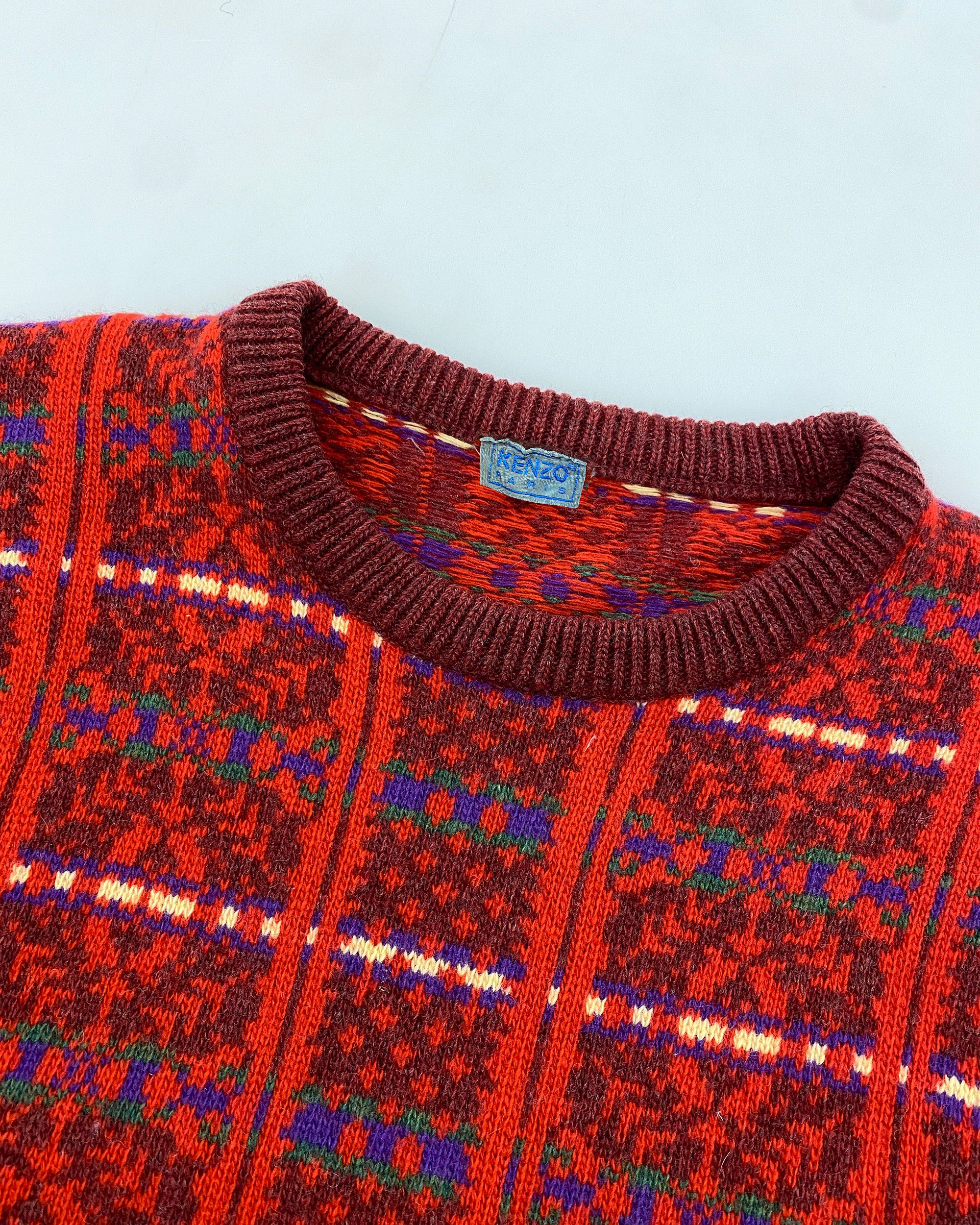 Kenzo 1980s Wool Knit Sweater Size US L / EU 52-54 / 3 - 4 Thumbnail