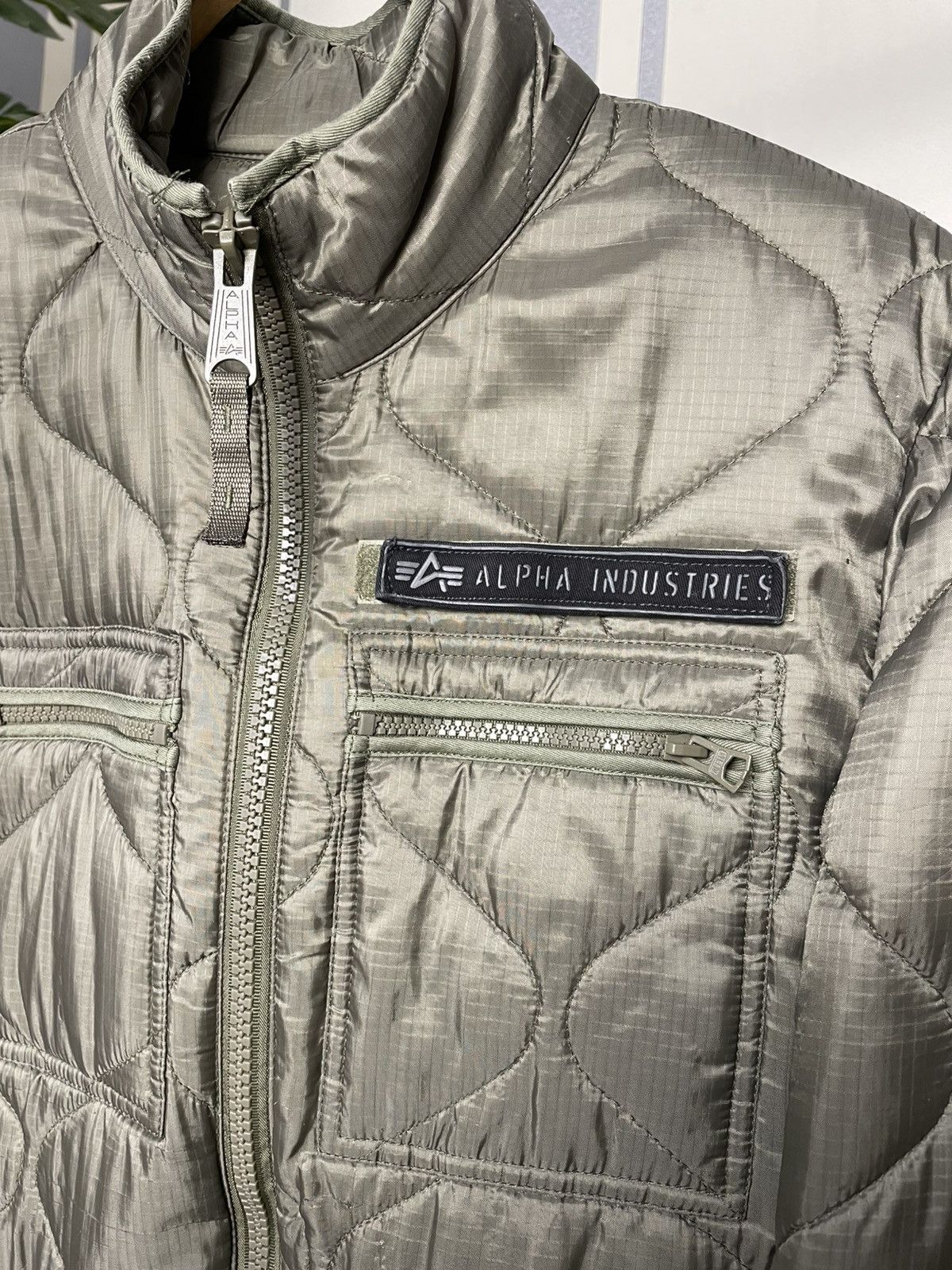 Alpha Industries Y2K Alpha Industries Quilted Liner Olive Jacket Size US L / EU 52-54 / 3 - 3 Thumbnail