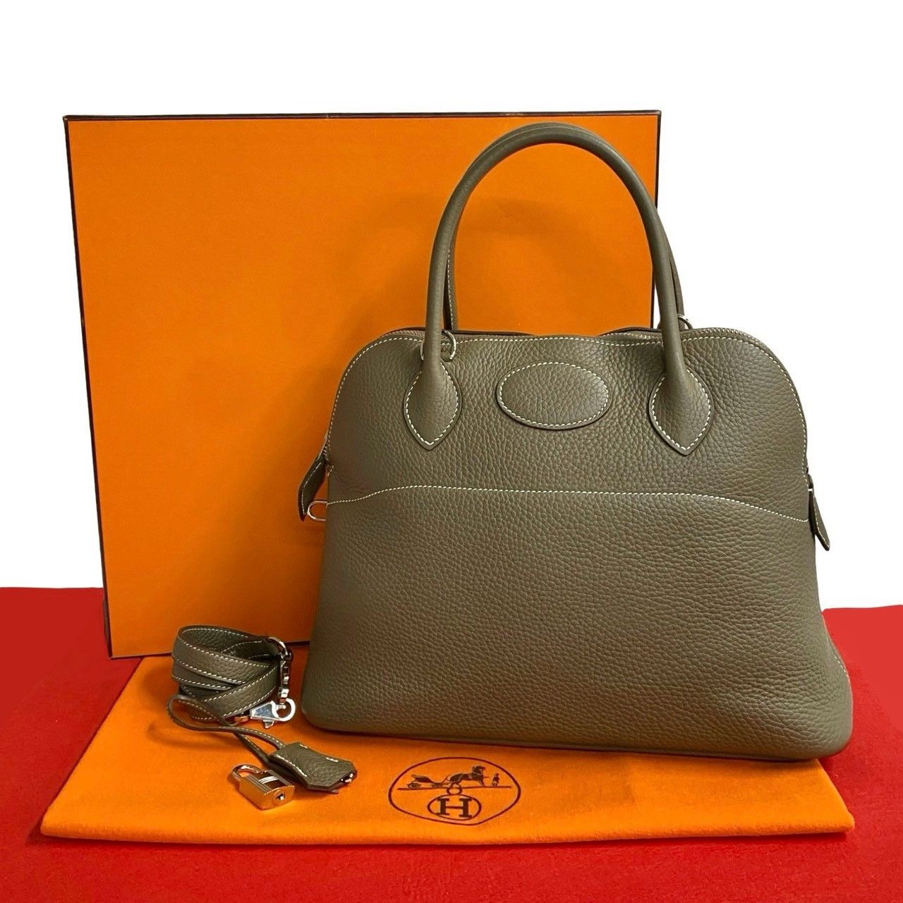Hermes Hermes Bolide Taurillon Clemence 2Way Bag Leather Shoulder Bag Stamp T (2015) in Beige, Women's