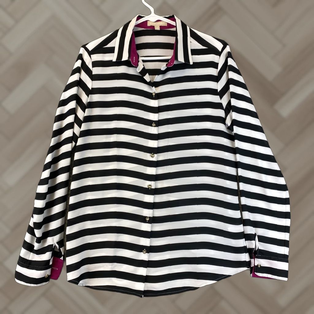 Banana Republic Banana Republic Shirt Women’s M Blouse Black Striped Light Weight Tunic /74-23 Size M / US 6-8 / IT 42-44 - 1 Thumbnail
