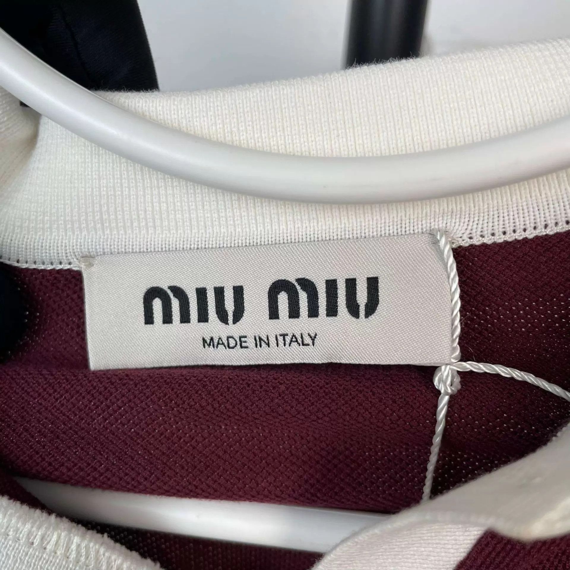 Miu Miu MIU MIU cotton long-sleeve POLO shirt burgundy XS Size XS / US 0-2 / IT 36-38 - 3 Thumbnail