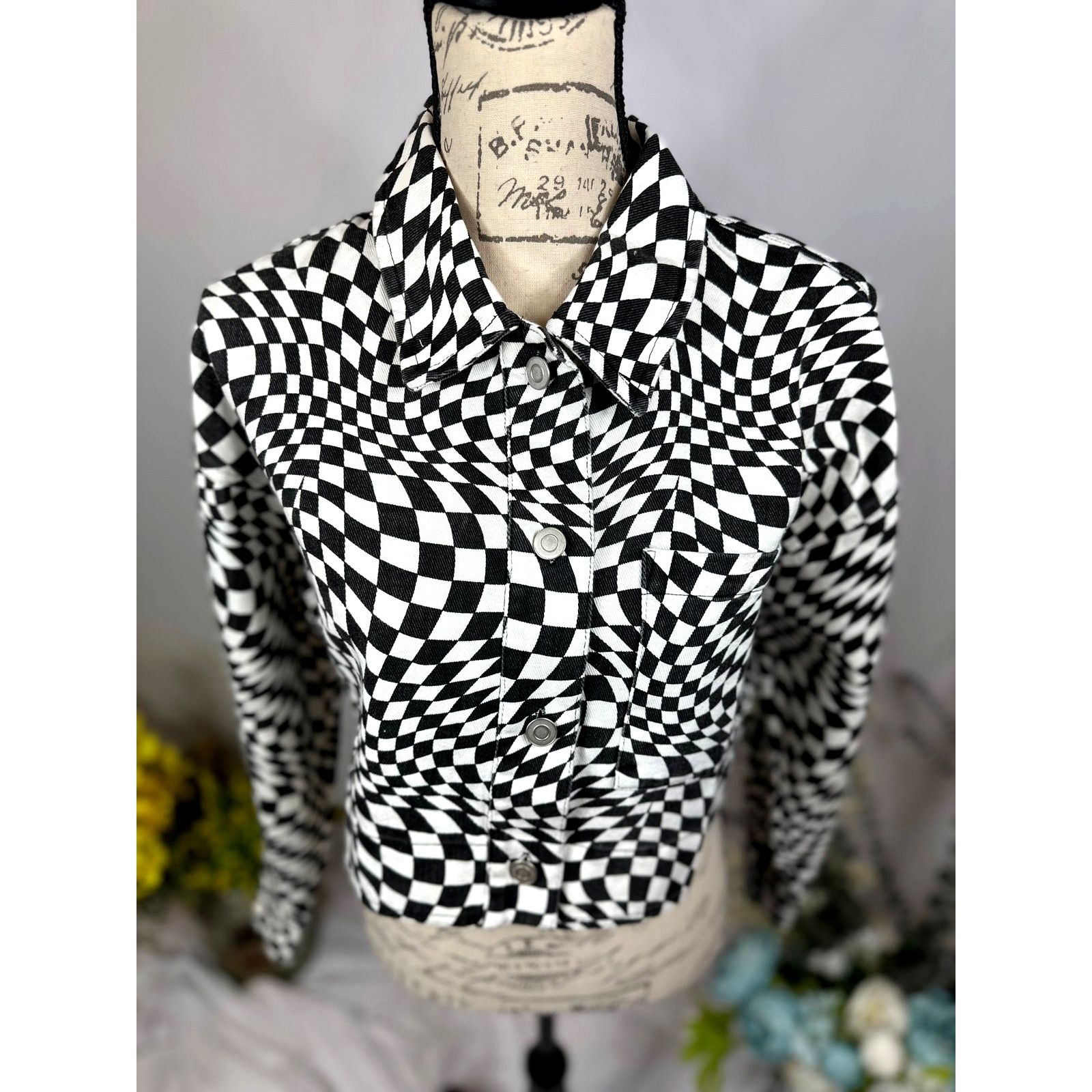Other Elodie Cropped Psychedelic Mesmerizing Jacket Black/White M Size M / US 6-8 / IT 42-44 - 5 Thumbnail