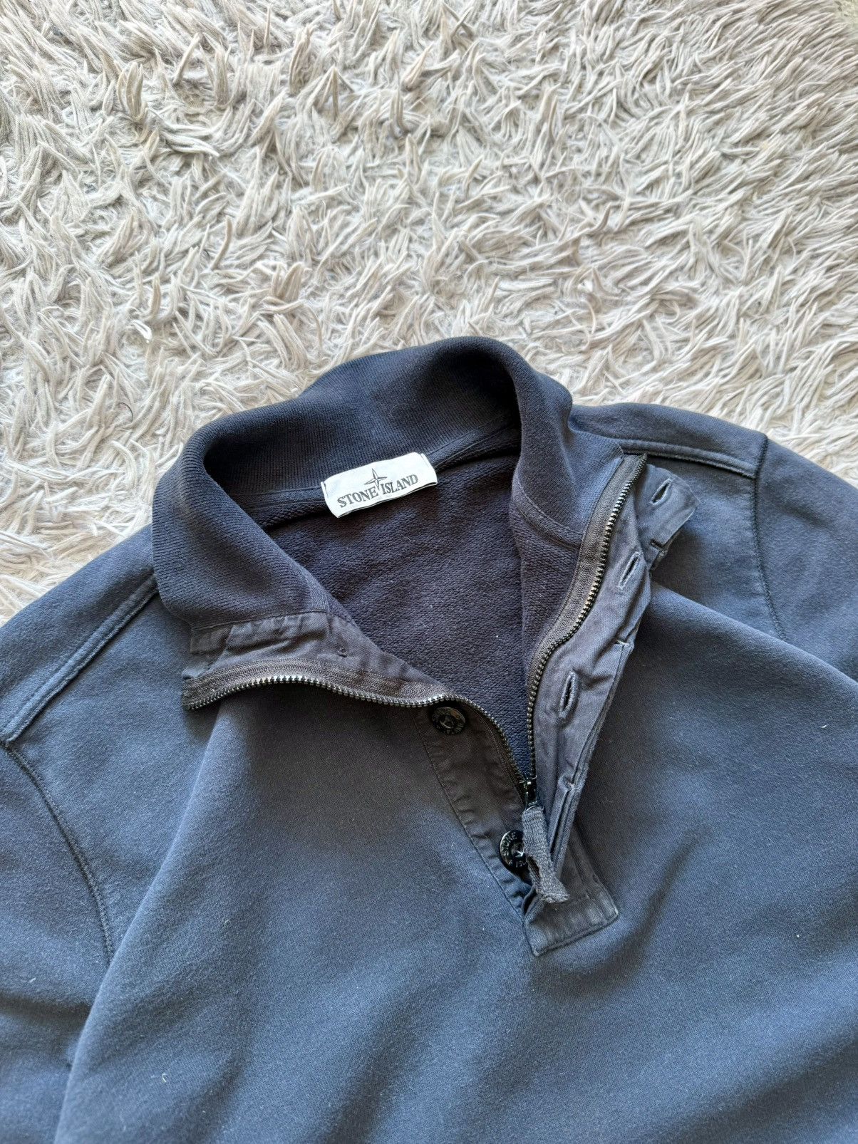 Stone Island 00s Stone Island Quarter-Zip Mock Neck Sweatshirt Navy Blue Size US L / EU 52-54 / 3 - 11 Thumbnail