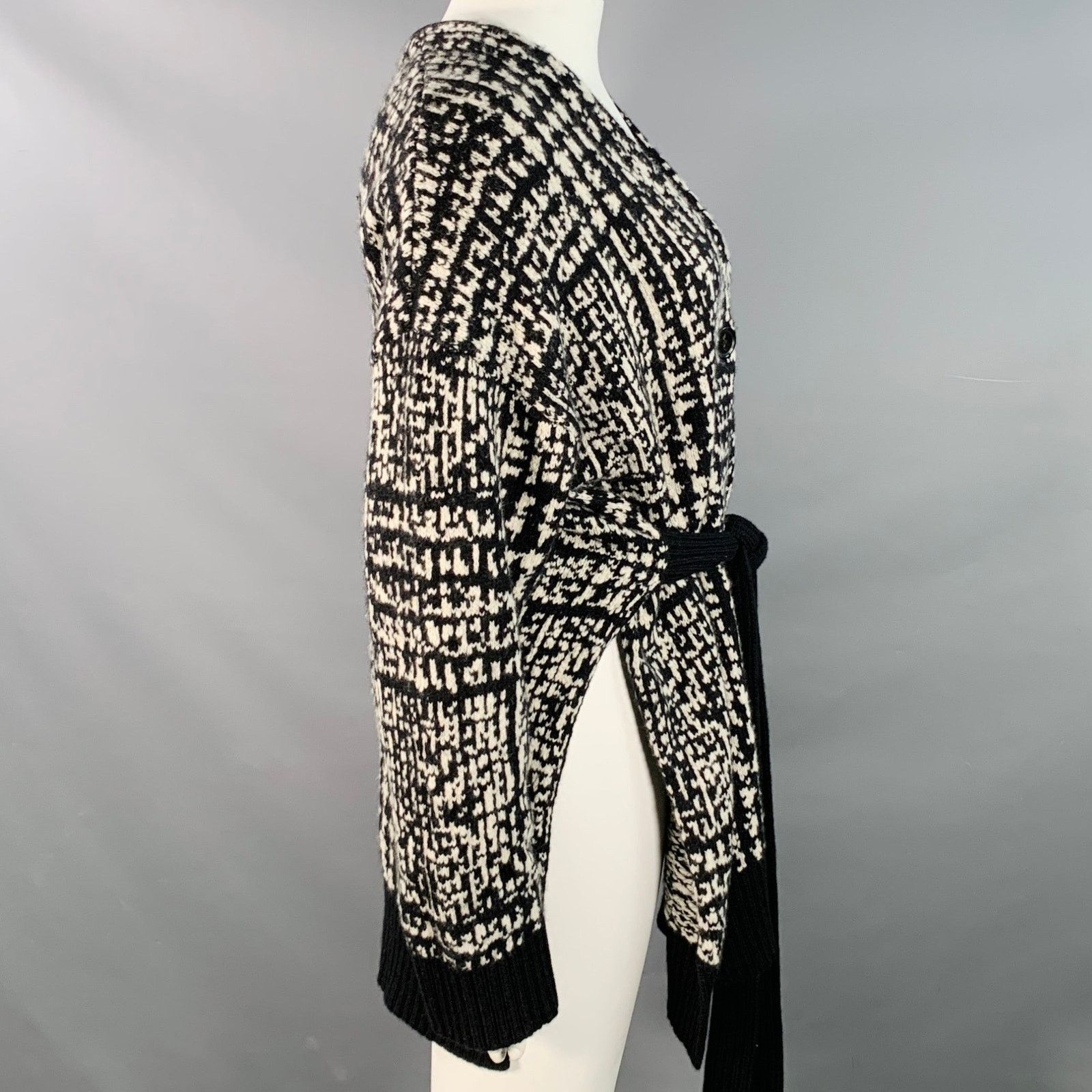 Proenza Schouler PROENZA SCHOULER Size L Wool Geometric Knit V-Neck Tie Coat Size L / US 10 / IT 46 - 2 Thumbnail