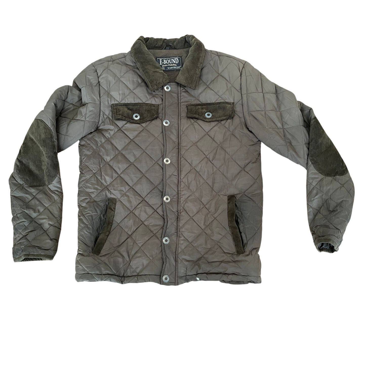 Vintage E-Bound Earthbound Green Quilted Barn Jacket Corduroy Small Size S / US 4 / IT 40 - 1 Thumbnail