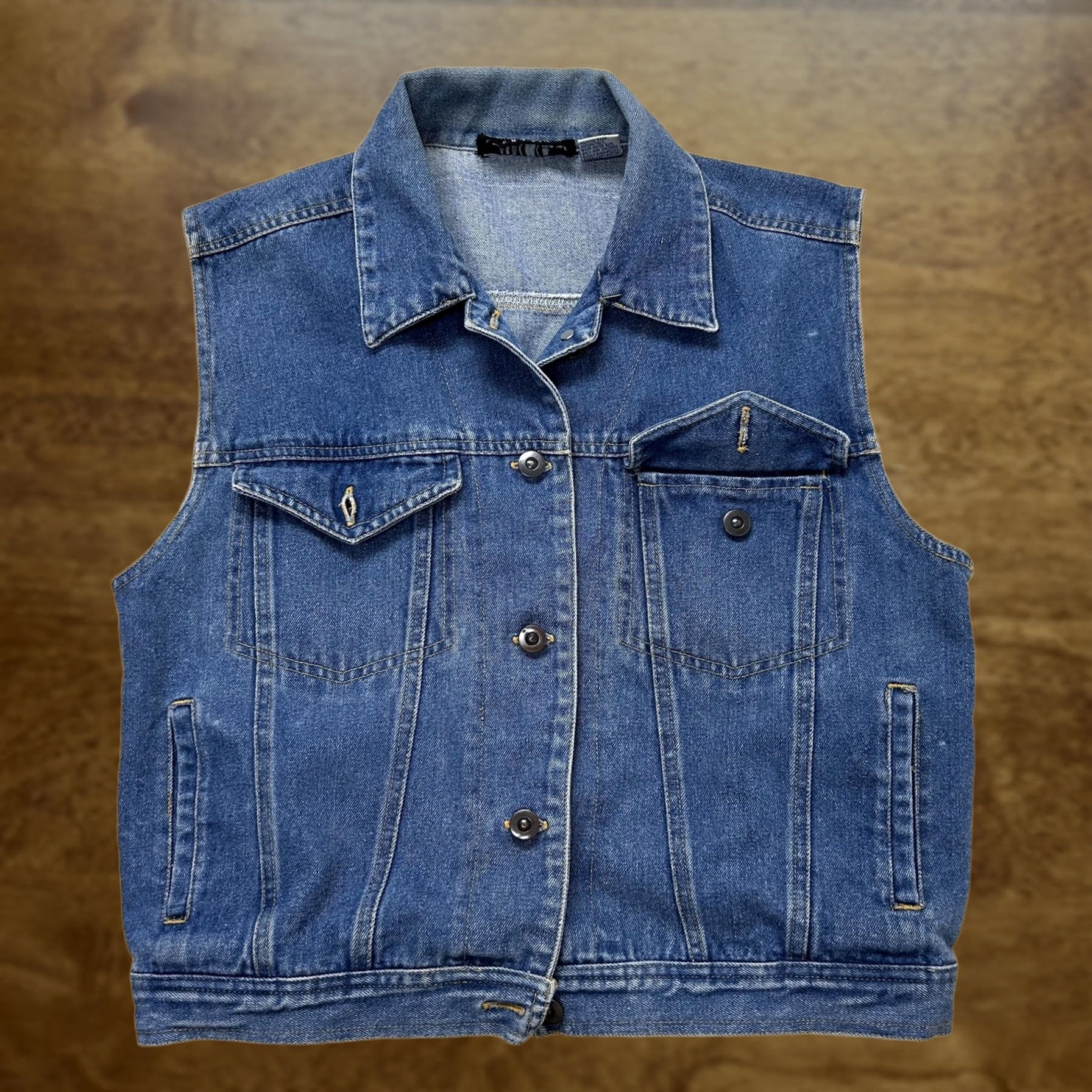 Denime Y2K Rue Twenty-One Vest Womens Medium Blue Denim Button Front Collared Pockets Size M / US 6-8 / IT 42-44 - 1 Thumbnail