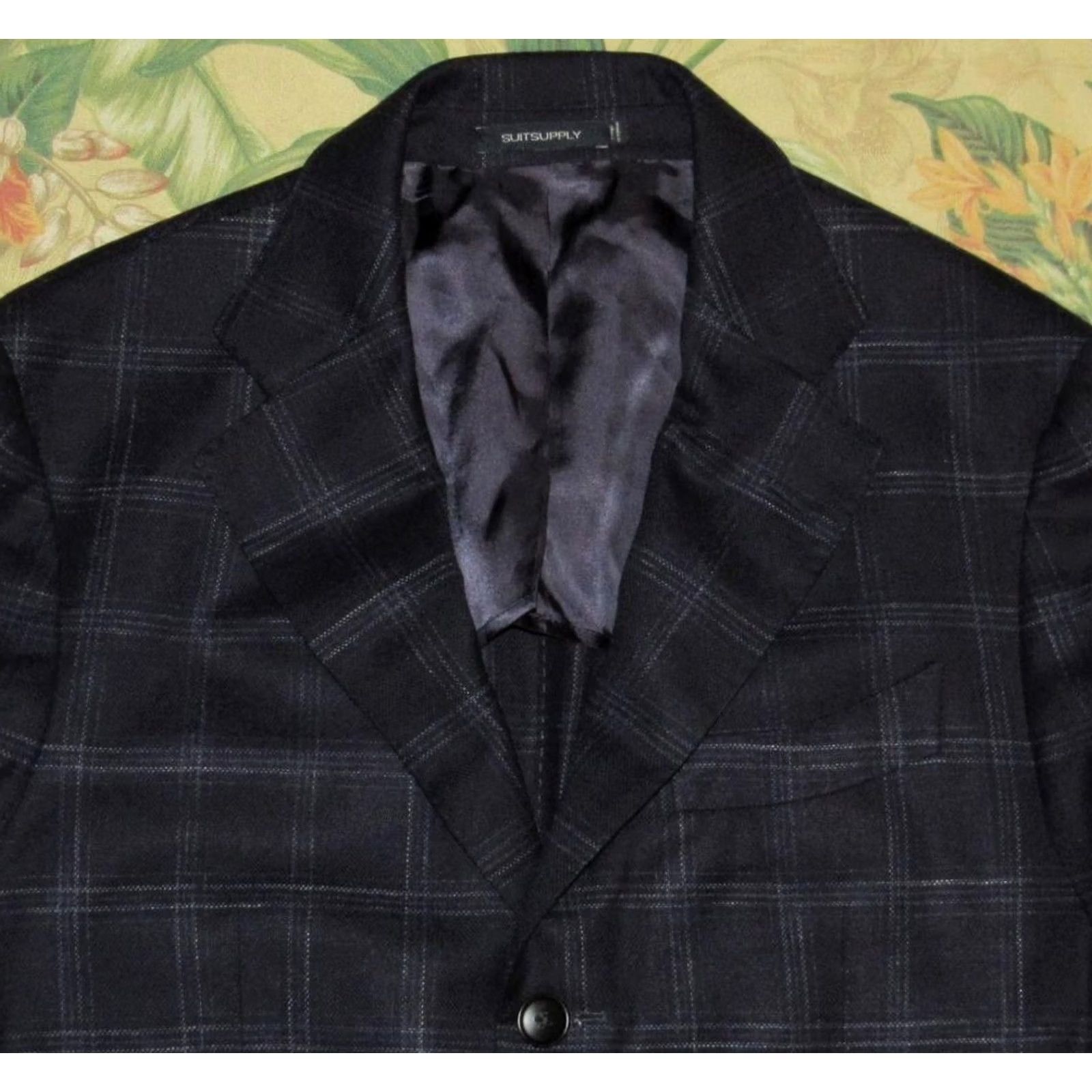 Suitsupply Suitsupply Blazer Navy Plaid Havana Jetted Wool Silk Linen Unstructured 40 Long Blazer Mens Size 40R - 2 Thumbnail