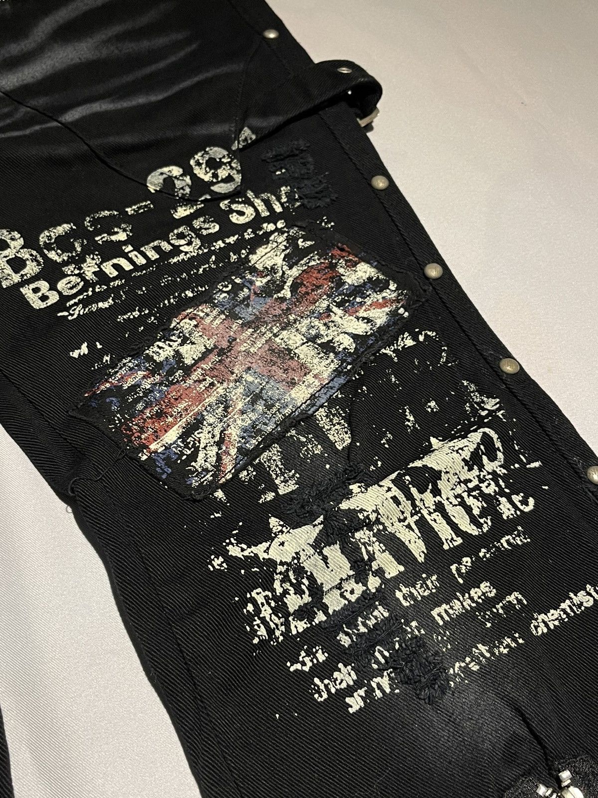 If Six Was Nine × Japanese Brand Berning Sho Flared Tactical Distressed Jeans Pant Size US 28 / EU 44 - 7 Thumbnail
