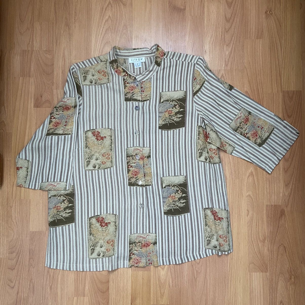 Vintage Vintage Citron Women’s Floral 100% Silk Button Up Shirt XL Size XL / US 12-14 / IT 48-50 - 2 Thumbnail