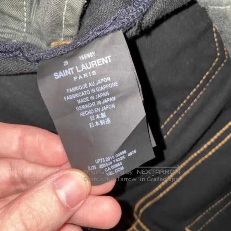 Saint Laurent Paris Saint Laurent Paris Gold thread wash big destroyed denim p Size US 29 - 5 Thumbnail