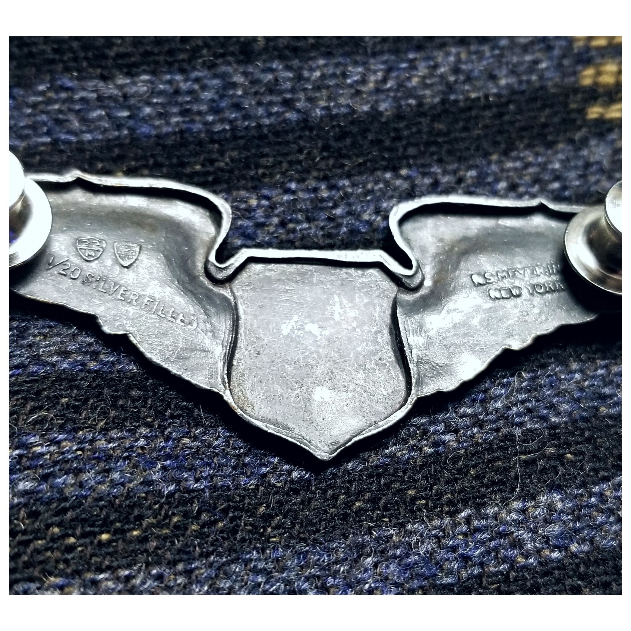 Sterling Silver AUTHENTIC VINTAGE USAF NAVIGATOR WINGS LAPEL PIN- 3"X1" Size ONE SIZE - 6 Thumbnail