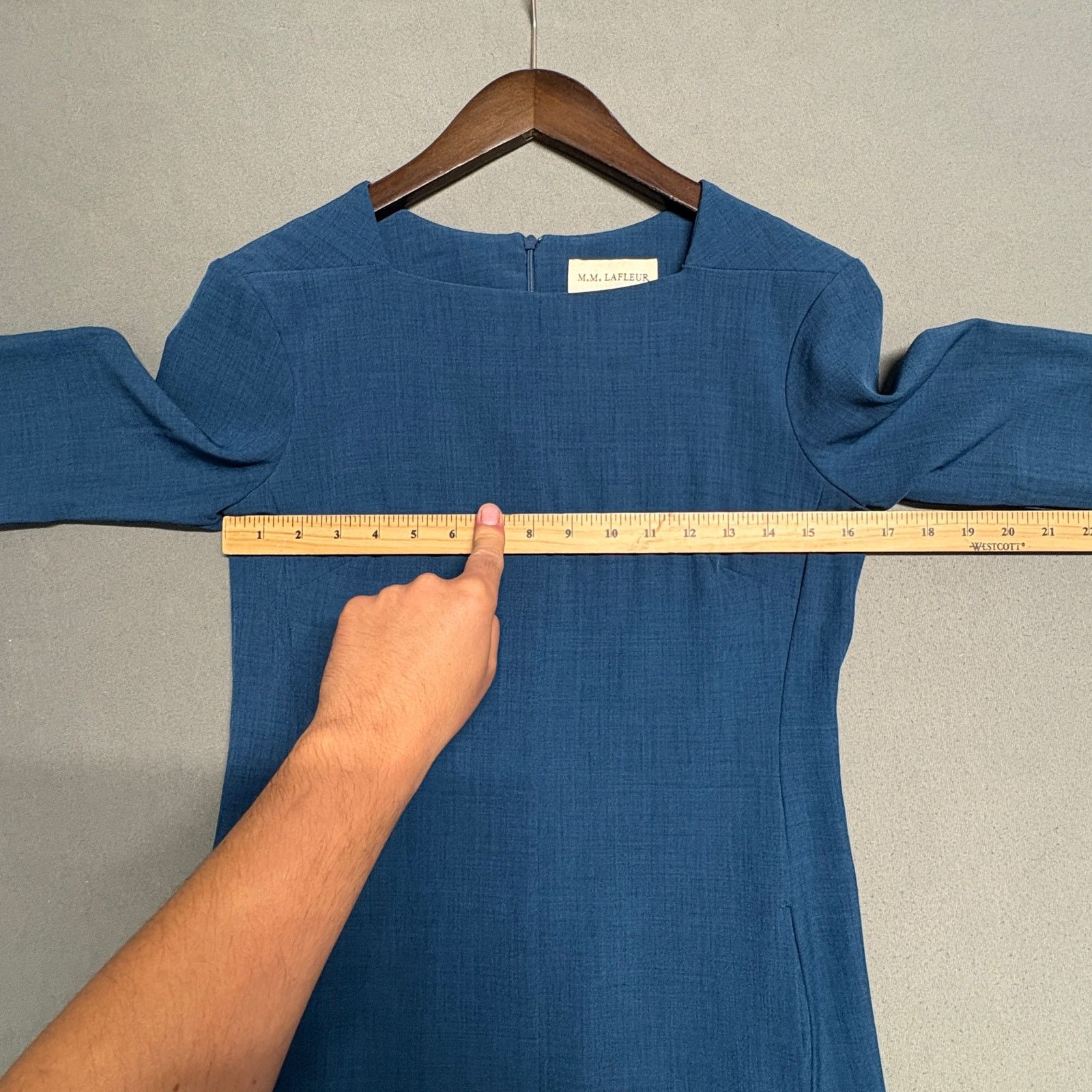 Other M.M. Lafleur Wondertex Emily Dress Size 4 Square Neck Blue Size S / US 4 / IT 40 - 12 Thumbnail