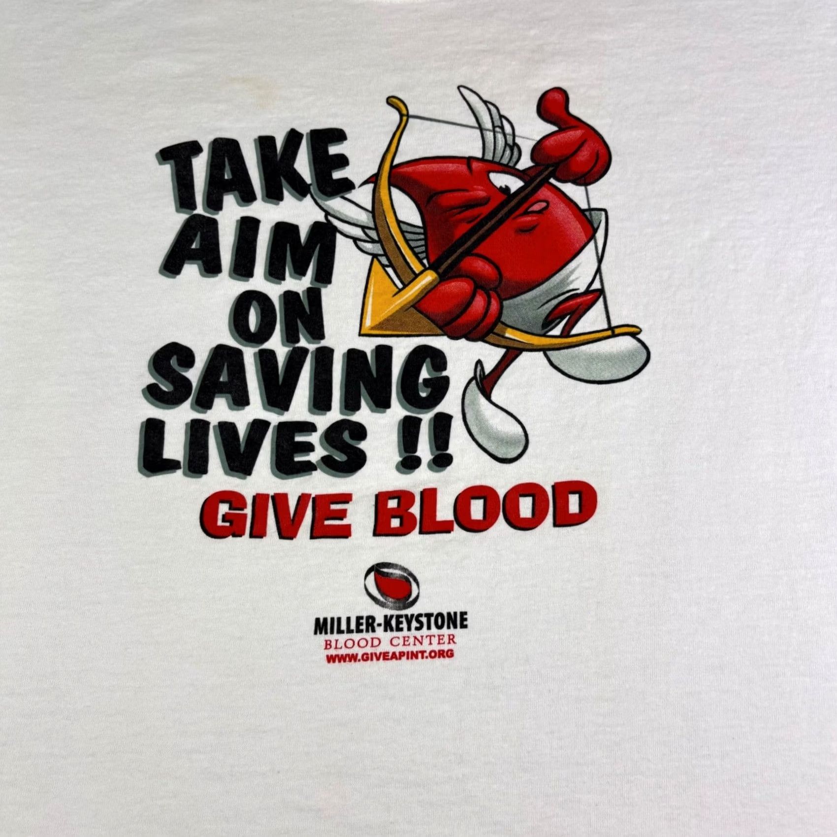 Anvil VINTAGE Anvil Miller Keystone Blood Center Give Blood Graphic T-Shirt White L Men Short Sleeve Crew Neck Size US L / EU 52-54 / 3 - 6 Thumbnail