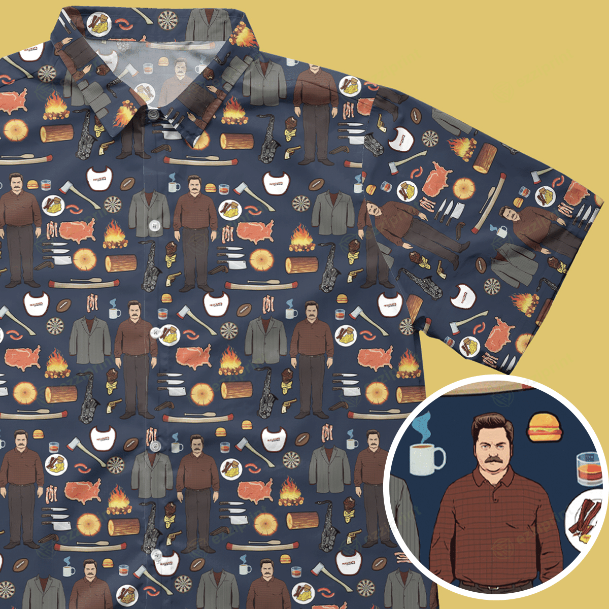 Designer × The Unbranded Brand Ron Swanson Parks and Recreation Button Down Shirt Size US M / EU 48-50 / 2 - 1 Thumbnail