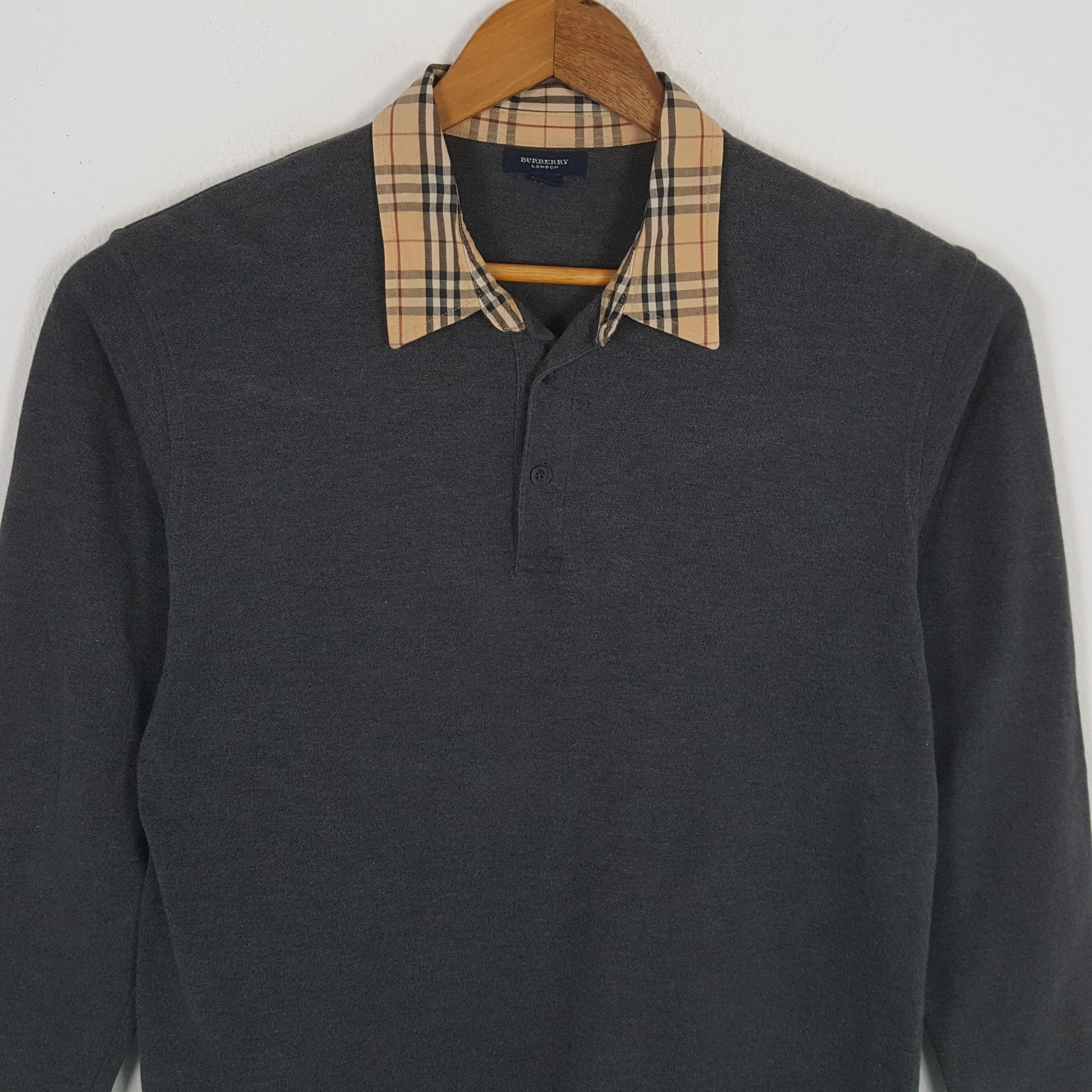 Burberry × Vintage Vintage BURBERRY LONDON Nova Check Collar Design Polos Size US L / EU 52-54 / 3 - 2 Thumbnail