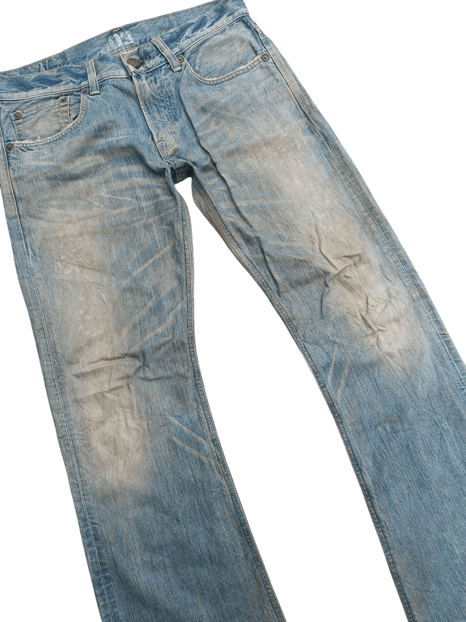 14th Addiction × Edwin × If Six Was Nine VTG 💥 Edwin 503 Blue Trip Dirty Mud Wash Distressed Jeans Size US 34 / EU 50 - 11 Thumbnail