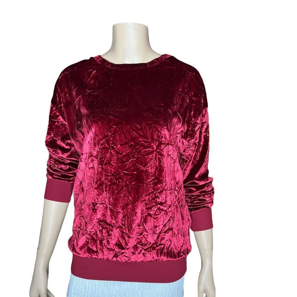 Zara Zara velvet sweatshirt top burgundy S (303/2) Size S / US 4 / IT 40 - 1 Thumbnail