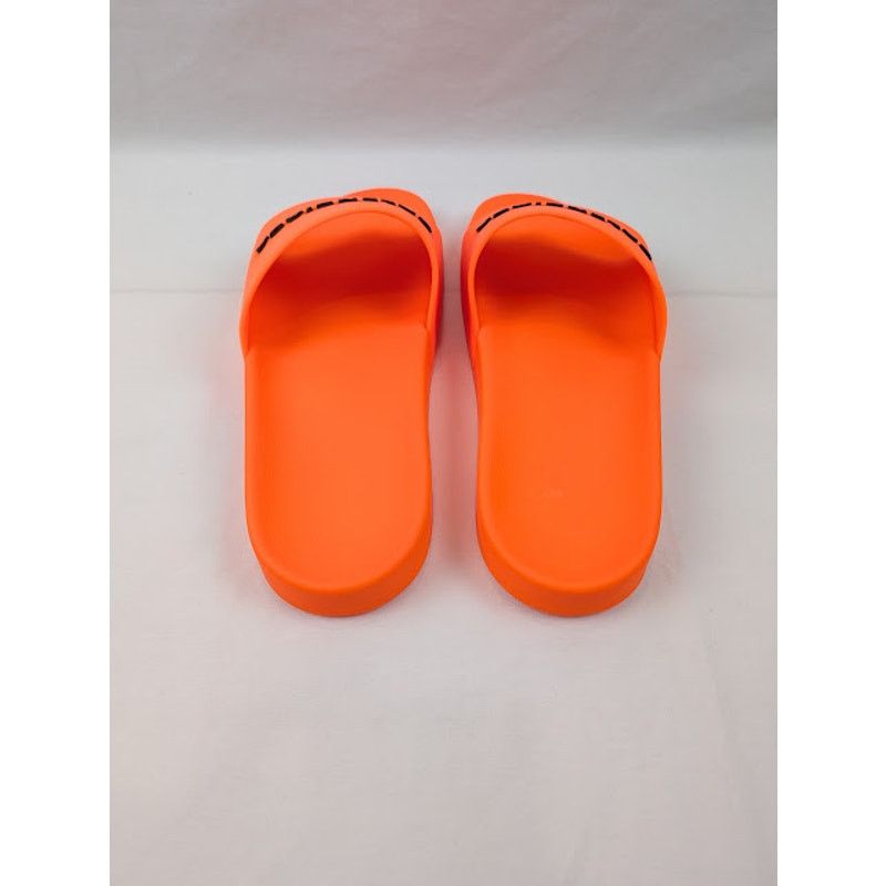 Balenciaga o1rshd1 Pool Smoth Fluo Rubber Logo Slides Flue Orange/Black Size US 12 / EU 45 - 18 Thumbnail