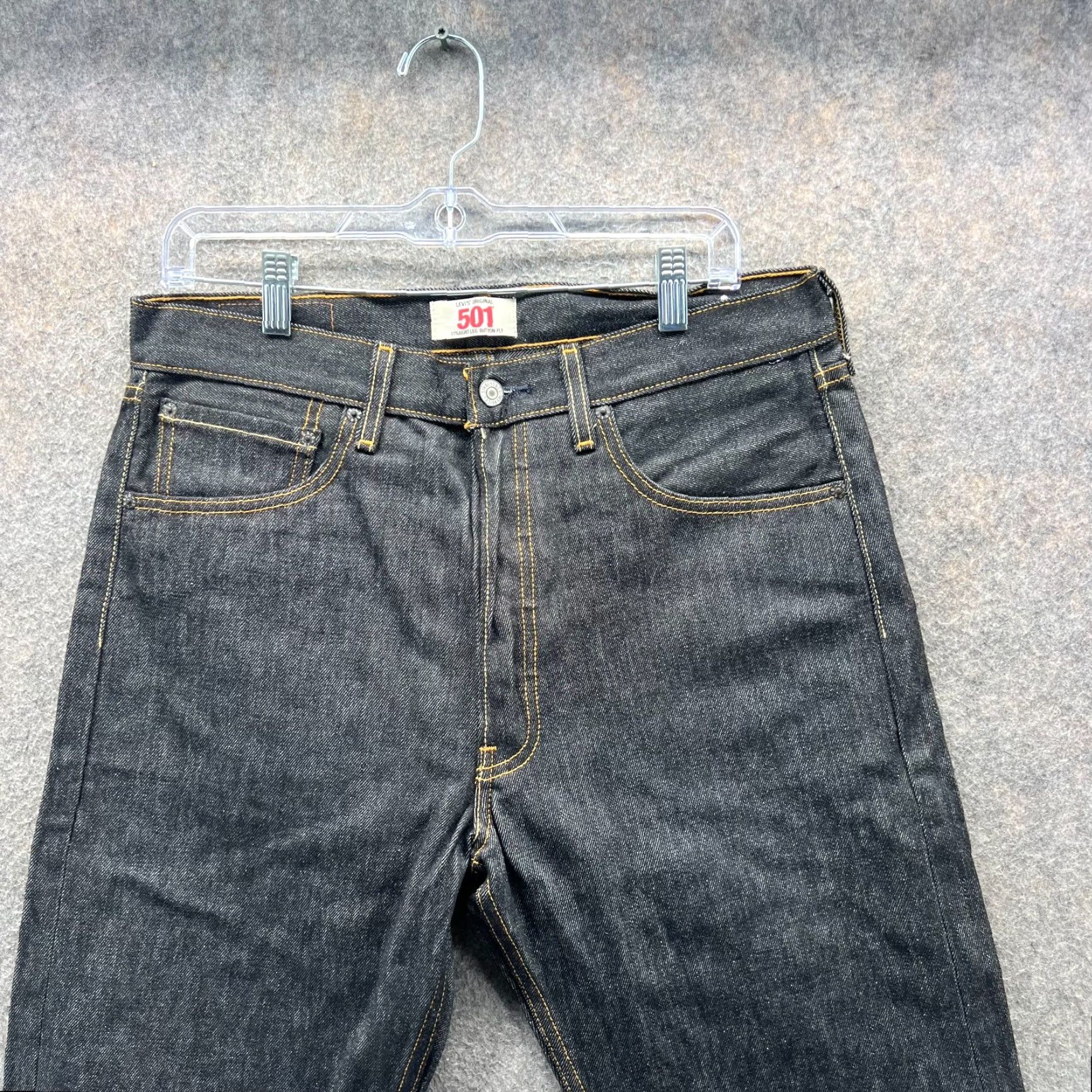 Levi's Levi's 501 Jeans Mens 33x34 Denim Button Fly Black Cotton Indigo Regular Straight Vintage Jeans Mens Size US 33 - 7 Thumbnail
