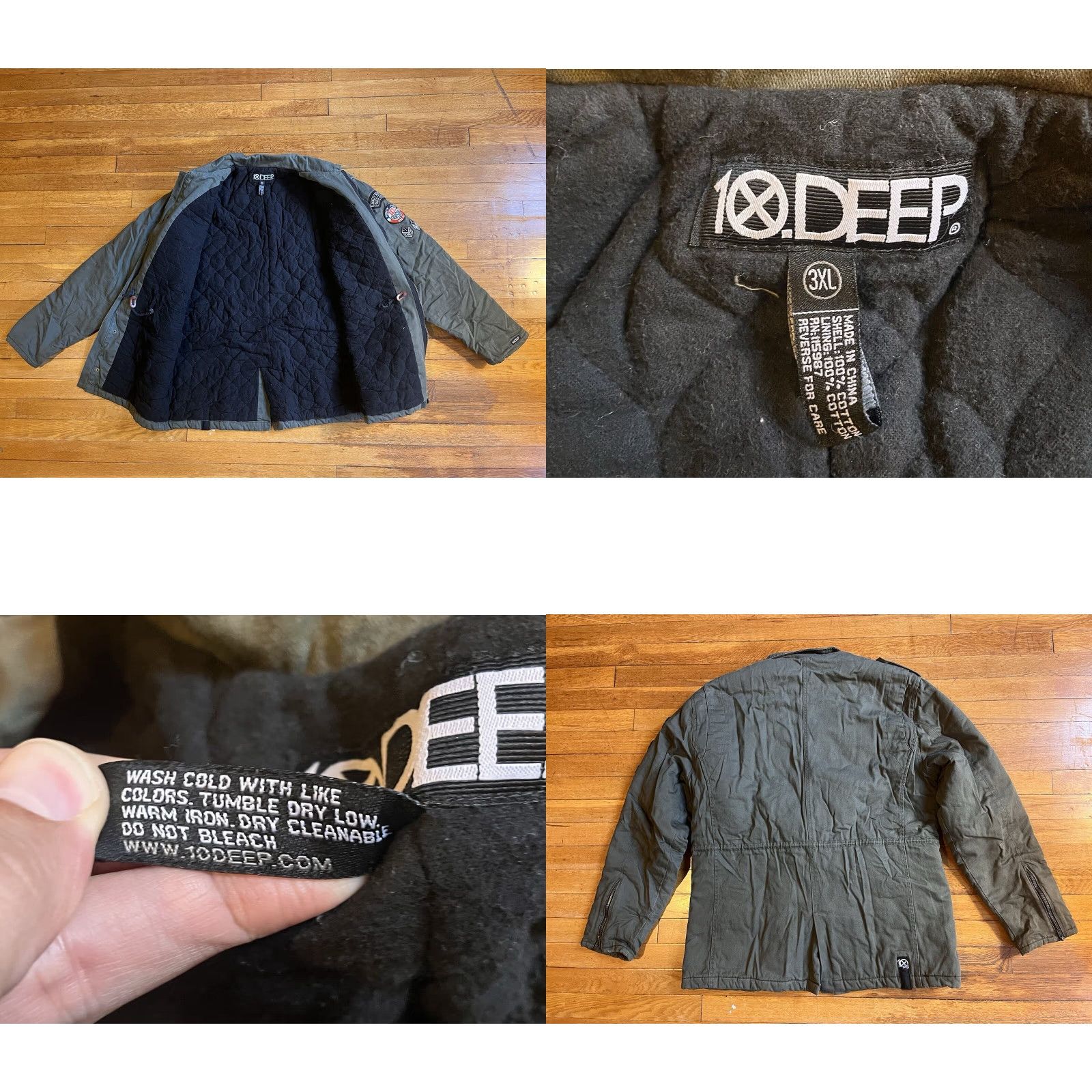Vintage 10 Deep Army Jacket Men’s XL Green Solid Regular Military Jacket Mens Size US XL / EU 56 / 4 - 8 Thumbnail