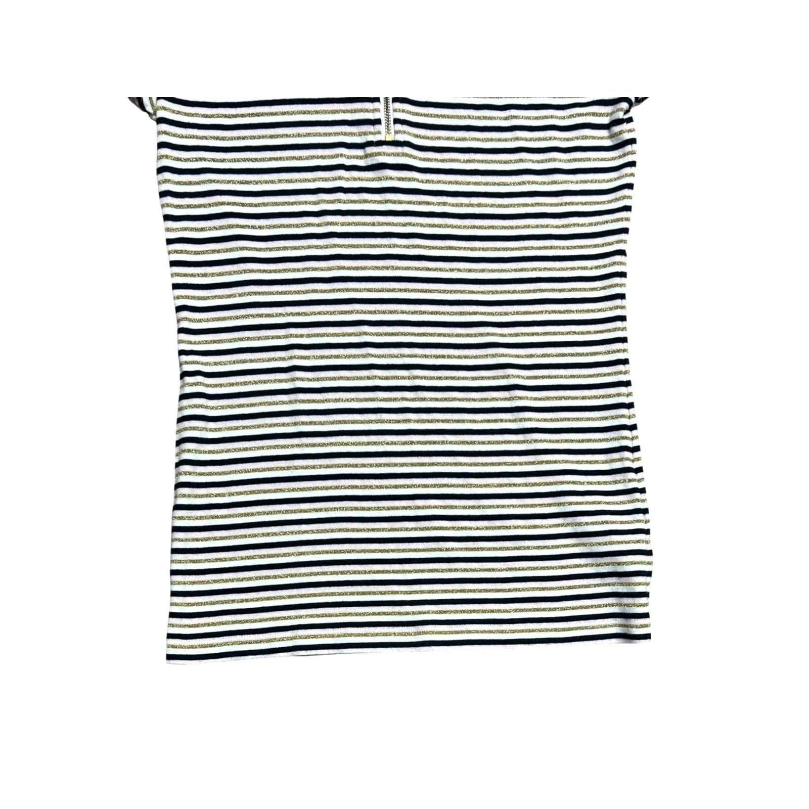 Tommy Hilfiger Tommy Hilfiger Half Zip Polo Shirt Blue White Gold Stripe Women's M Multicolor Cap Sleeve Casual Travel Polo Shirt Y2K Colorful Regular Men? Women? Size M / US 6-8 / IT 42-44 - 4 Thumbnail