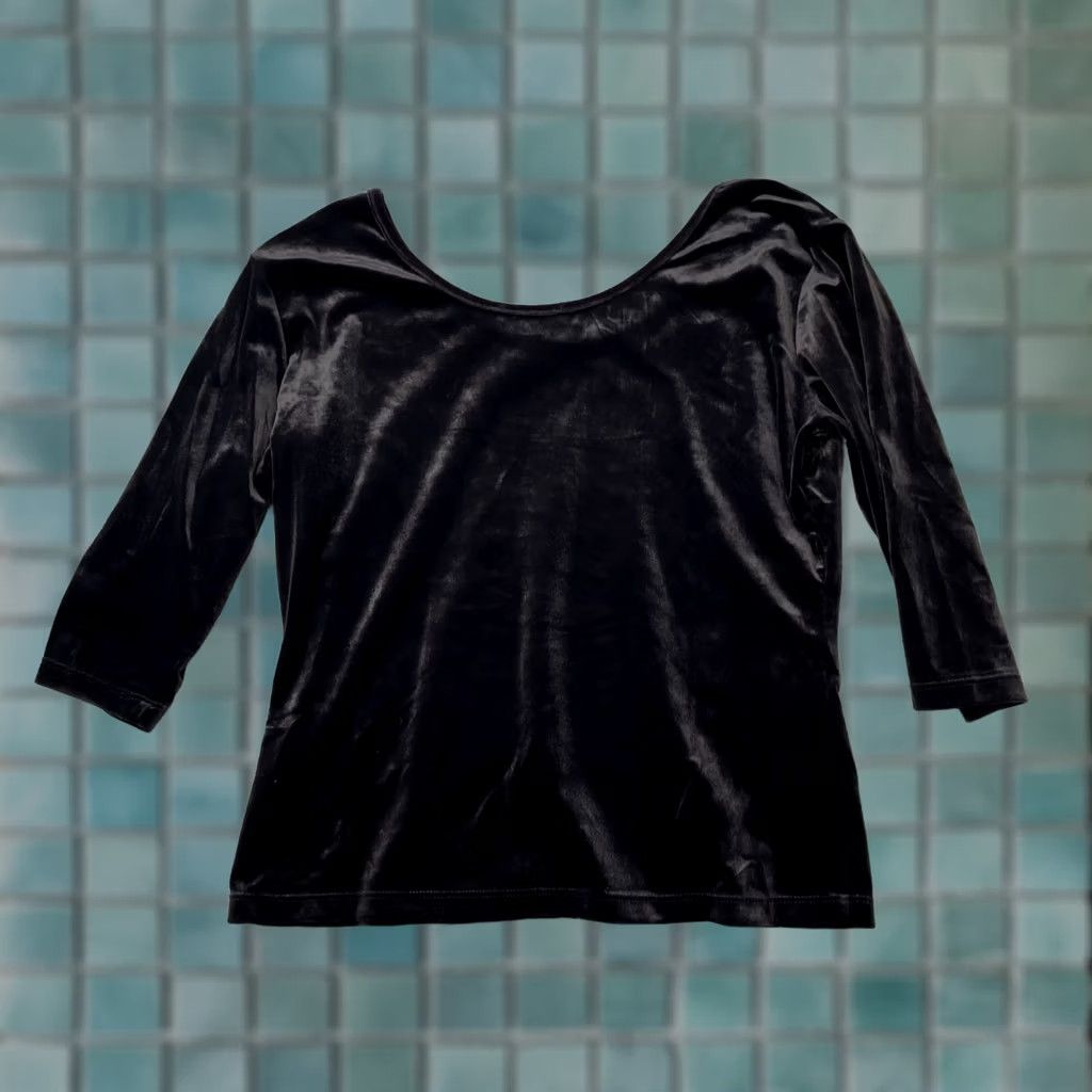 Anthropologie Vintage Anthropologie Top Womens Medium Black Velvet Blouse Quarter Sleeve y2k 90s Size M / US 6-8 / IT 42-44 - 1 Thumbnail