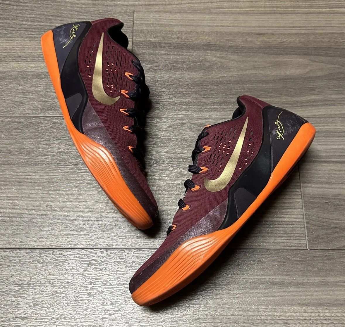 image of Nike Kobe 9 Em Deep Garnet Size 10 Shoes in Orange, Men's