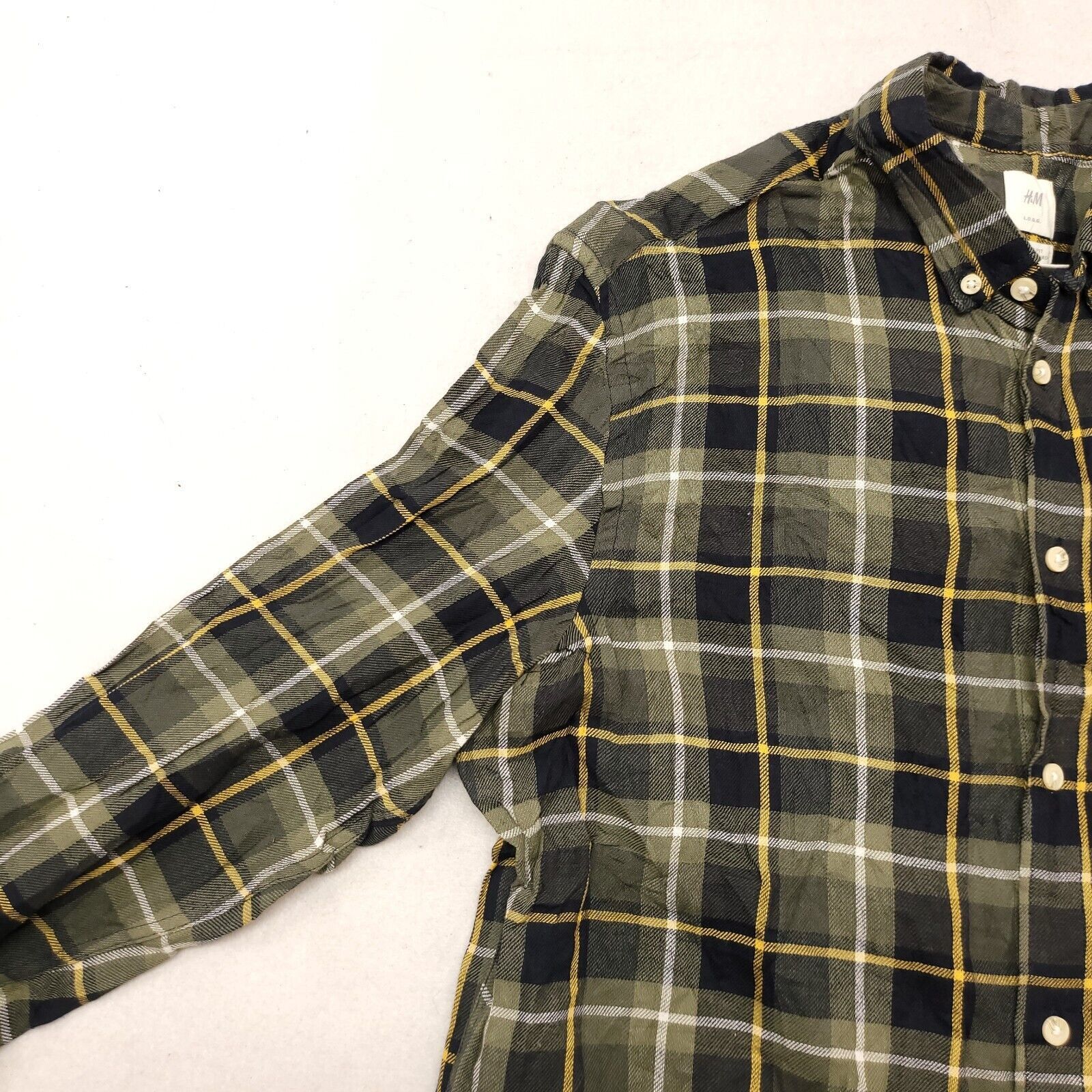 H&M H&M LOGG Tartan Flannel Shirt Mens Size Large L Green Yellow Size US L / EU 52-54 / 3 - 4 Thumbnail