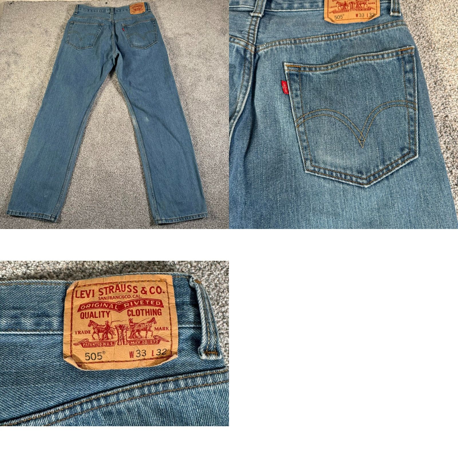 Levi's VINTAGE Levi's 505 Jeans Mens 33x32 Regular Fit 90s Y2K Denim Streetwear Grunge Blue Jeans Mens 33 Regular Fit 5-Pocket Design Size US 33 - 9 Thumbnail