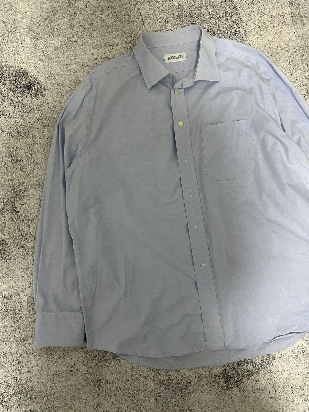 Balmain Balmain Dress Shirt Logo Blue Size US XL / EU 56 / 4 - 4 Thumbnail