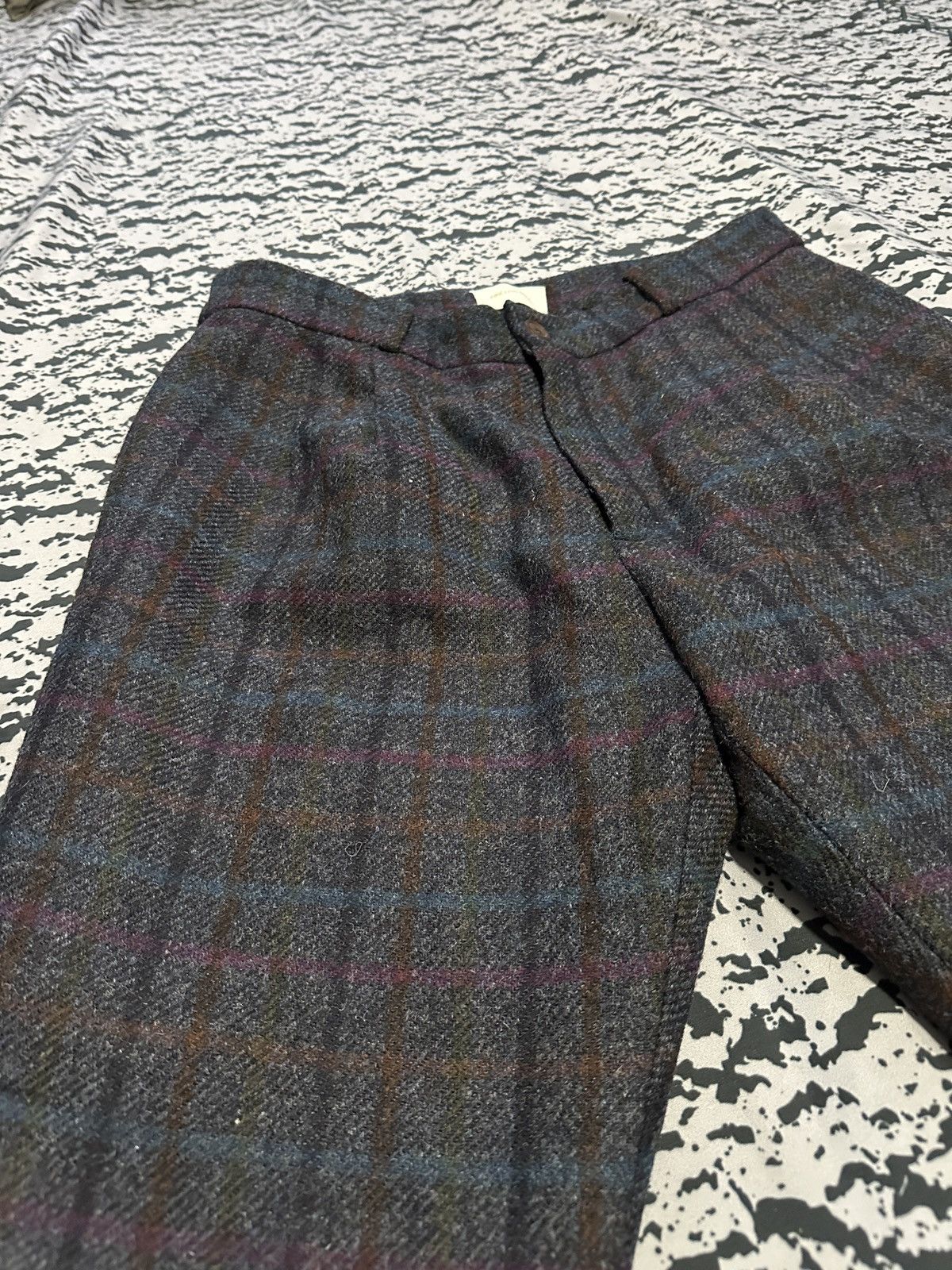Aime Leon Dore Midnight Multi Muted Jewel Tartan Plaid Tweed Trousers Size US 29 - 3 Thumbnail
