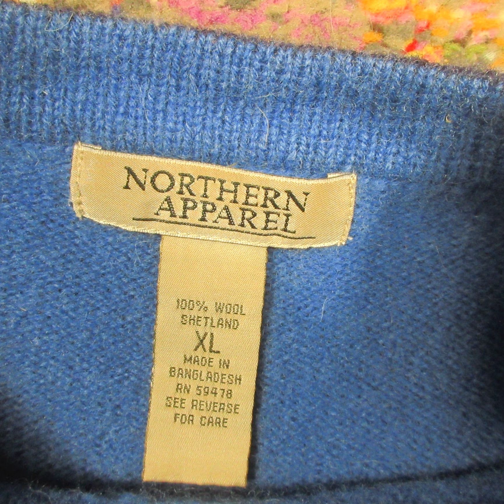 Vintage Northern Apparel Sweater Men XL Blue Stripe Crew Neck Wool Knit Pullover Casual Winter Fall Size US XL / EU 56 / 4 - 3 Thumbnail