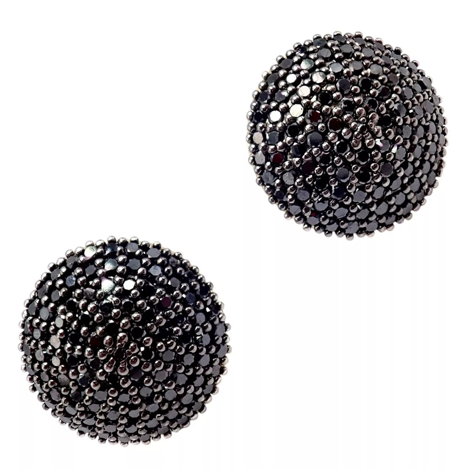 The Unbranded Brand 24k Yellow Gold Hammered Lentil Black Diamond Large Earrings Size ONE SIZE - 1 Thumbnail