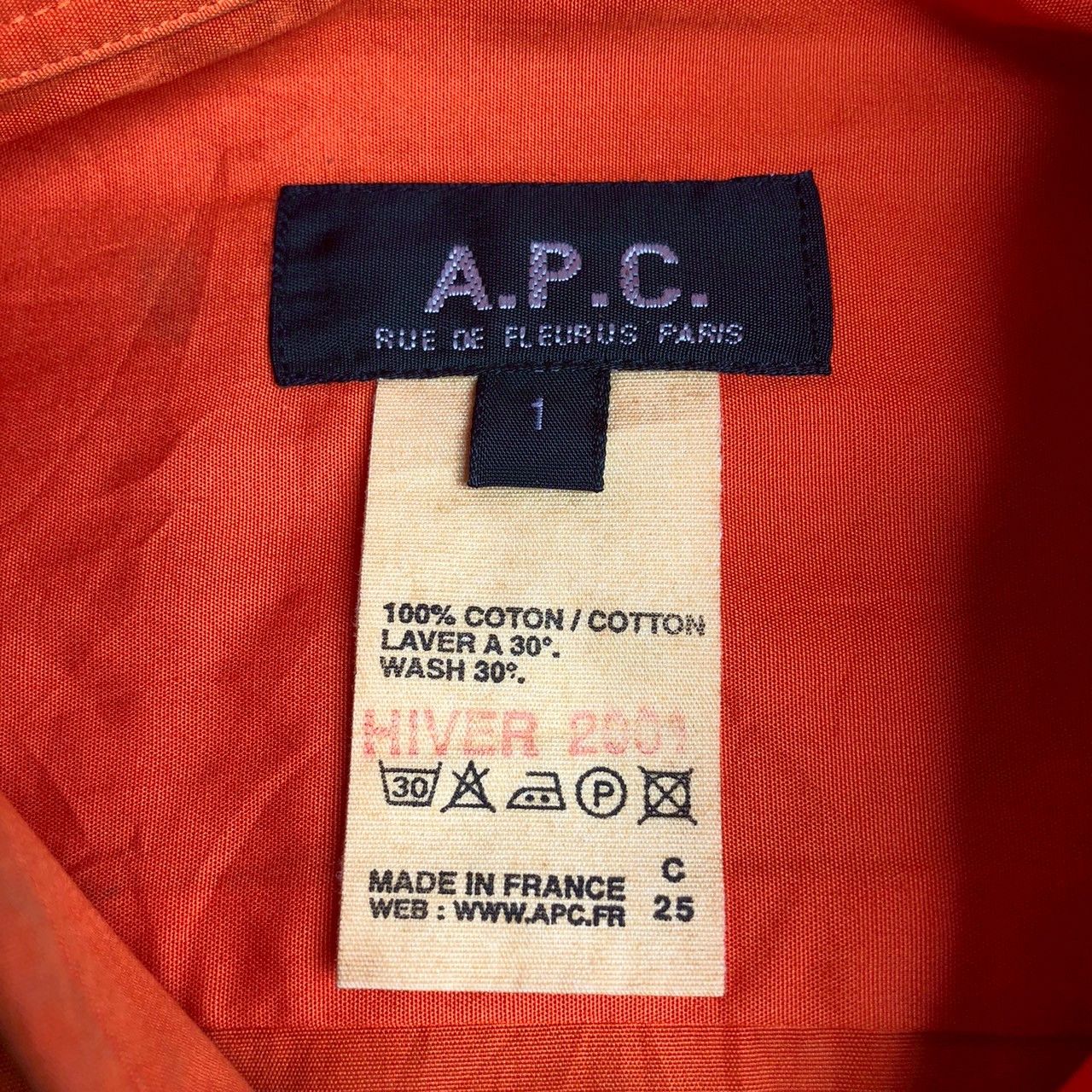 A.P.C. Vintage A.P.C. Orange Cotton Shirt Made in France Size US L / EU 52-54 / 3 - 6 Thumbnail