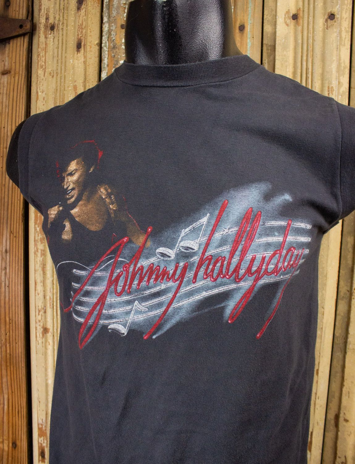 Band Tees × Vintage Vintage Johnny Hallyday Concert Muscle T Shirt 80s Size US S / EU 44-46 / 1 - 2 Thumbnail