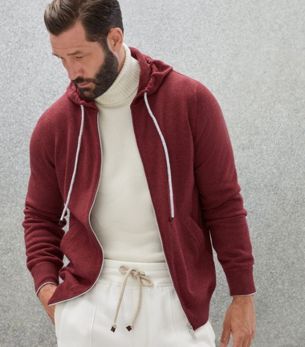 Brunello Cucinelli o1w1db10924 Cashmere Cardigan in Dark Red Size US XL / EU 56 / 4 - 4 Thumbnail