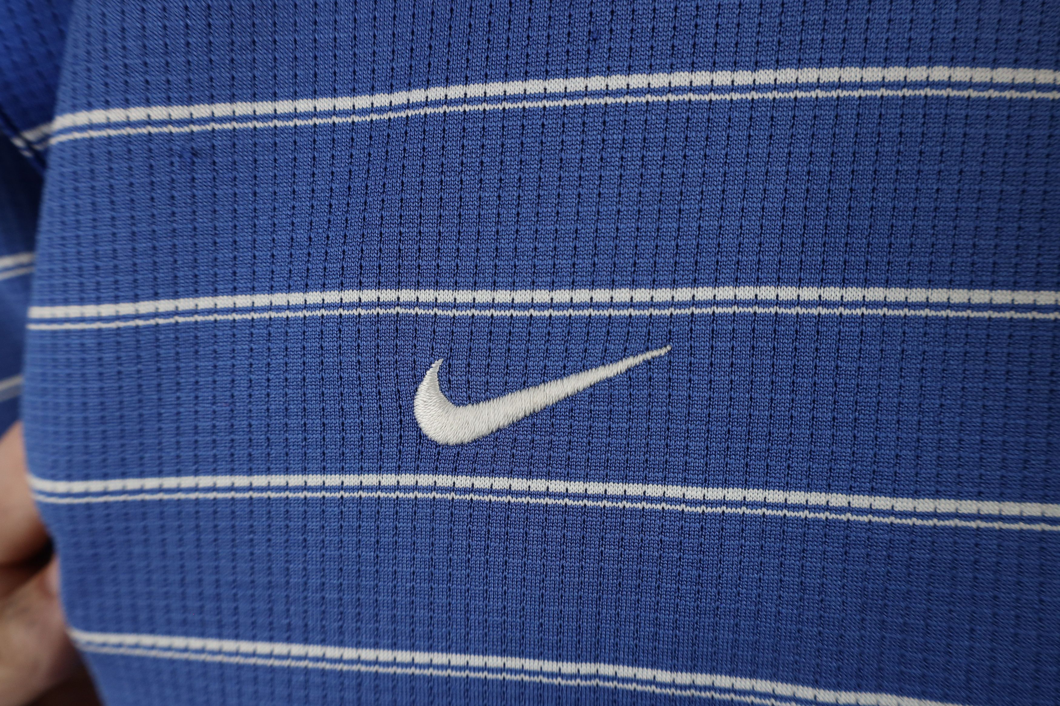Nike × Vintage Vintage Nike Travis Scott Mini Swoosh Striped Knit Polo Size US XXL / EU 58 / 5 - 4 Thumbnail