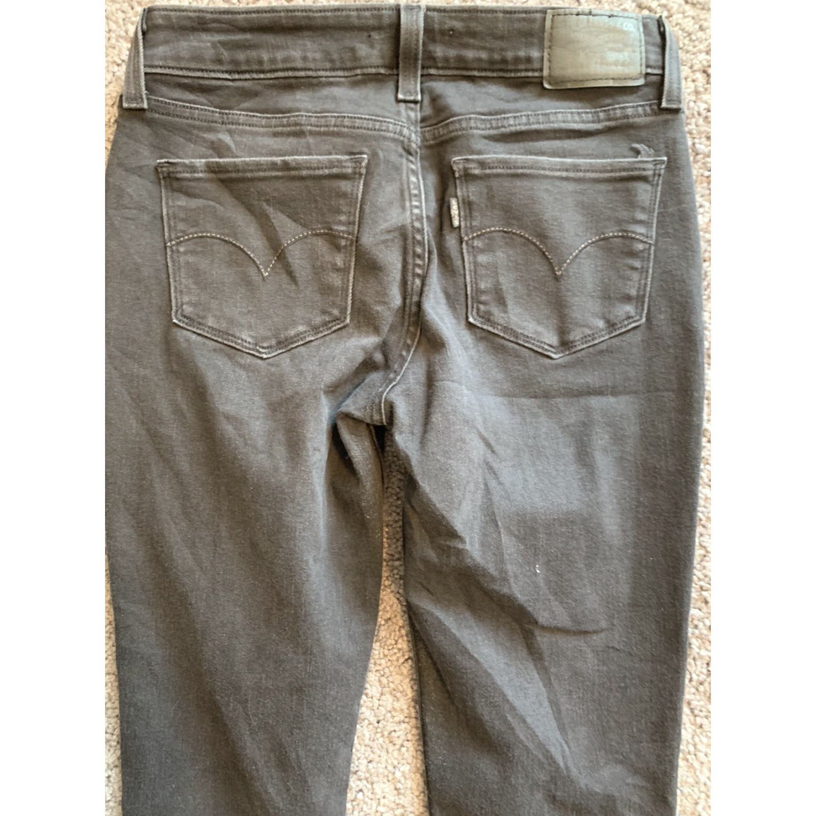 Levi's Womens Levi's 535 Jeans Black Size 28x30 Denim Skinny Regular Inseam 30 Low Rise Logo Solid Cotton Spandex Vintage No Pattern Jeans Size 28" / US 6 / IT 42 - 2 Thumbnail