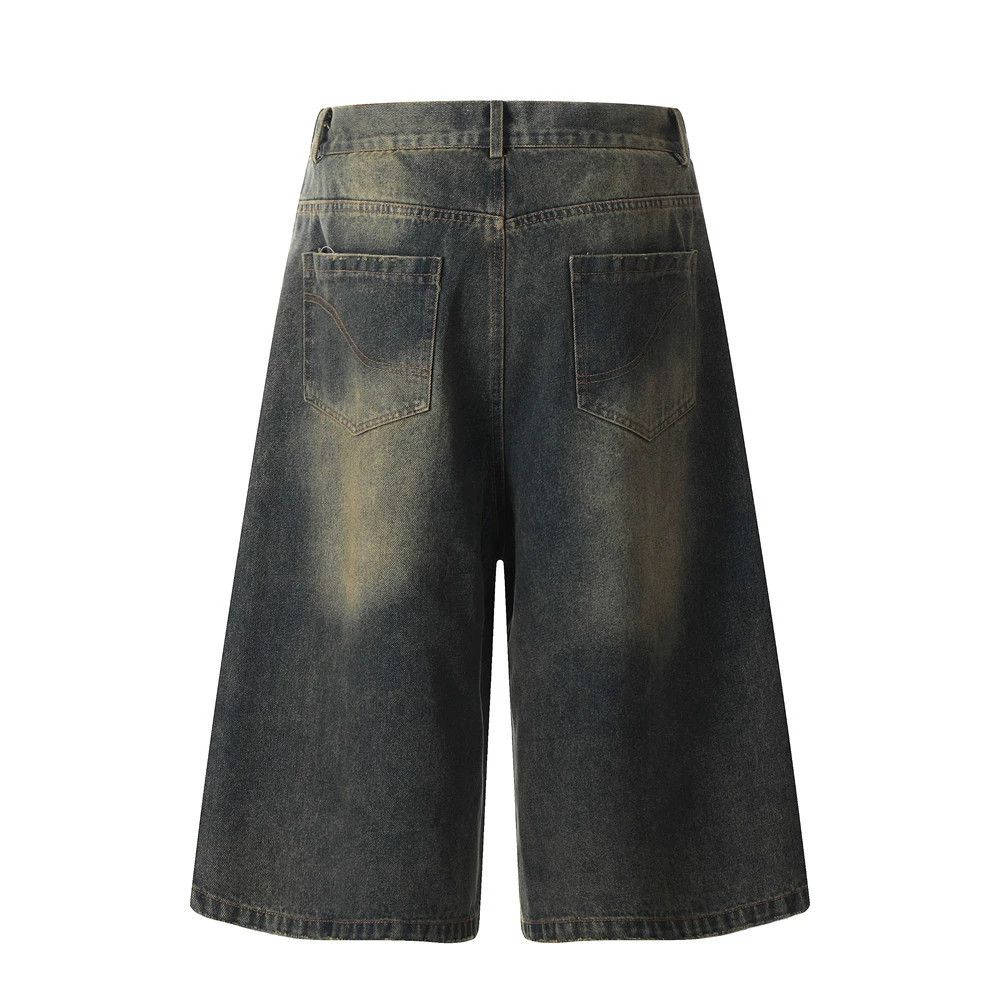 Jean American retro men's washed loose street denim shorts Size US 32 / EU 48 - 2 Thumbnail
