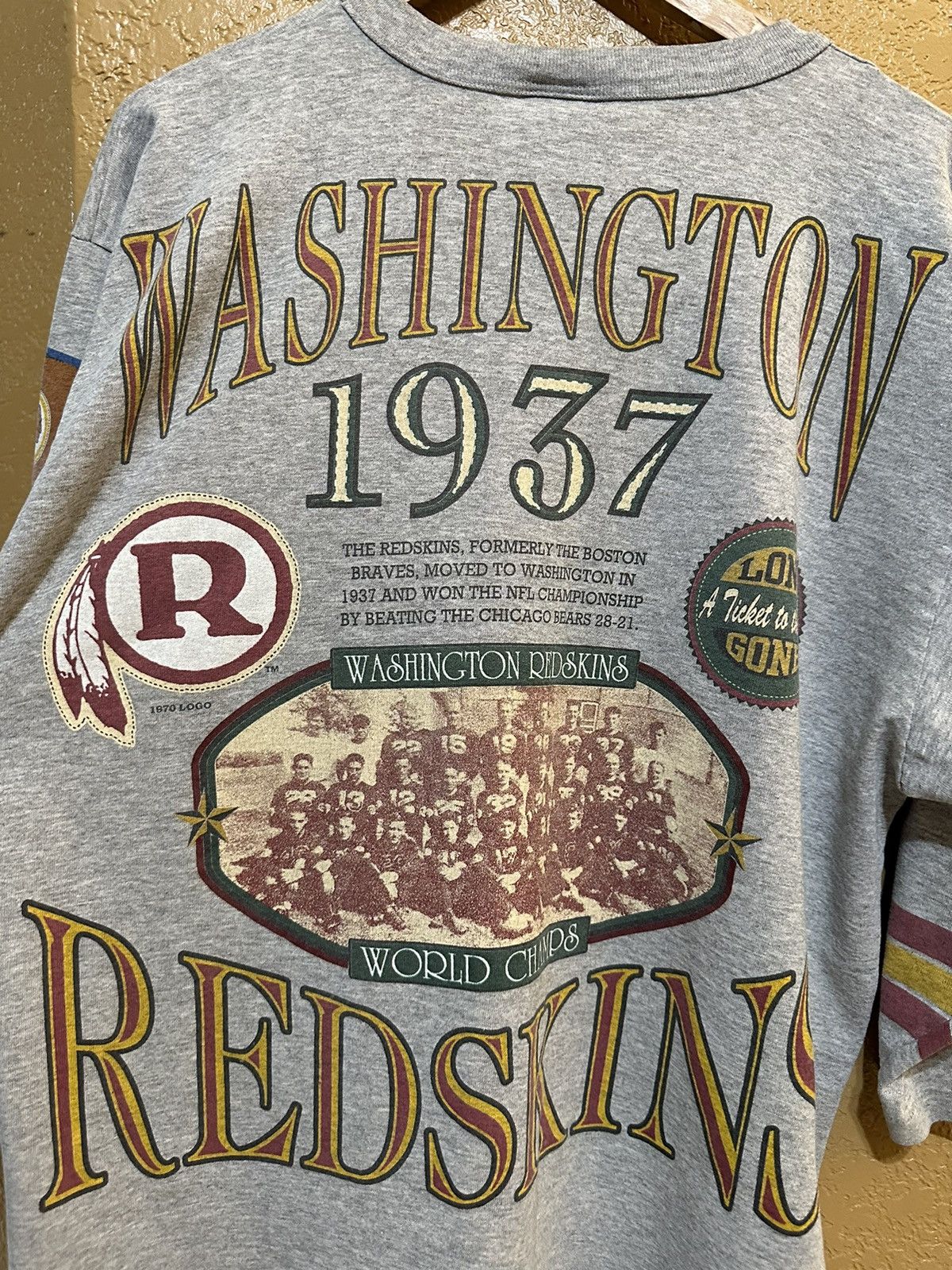 NFL × Vintage Vintage 1992 Washington Redskins All Over Print NFL T Shirt Size US XL / EU 56 / 4 - 6 Thumbnail