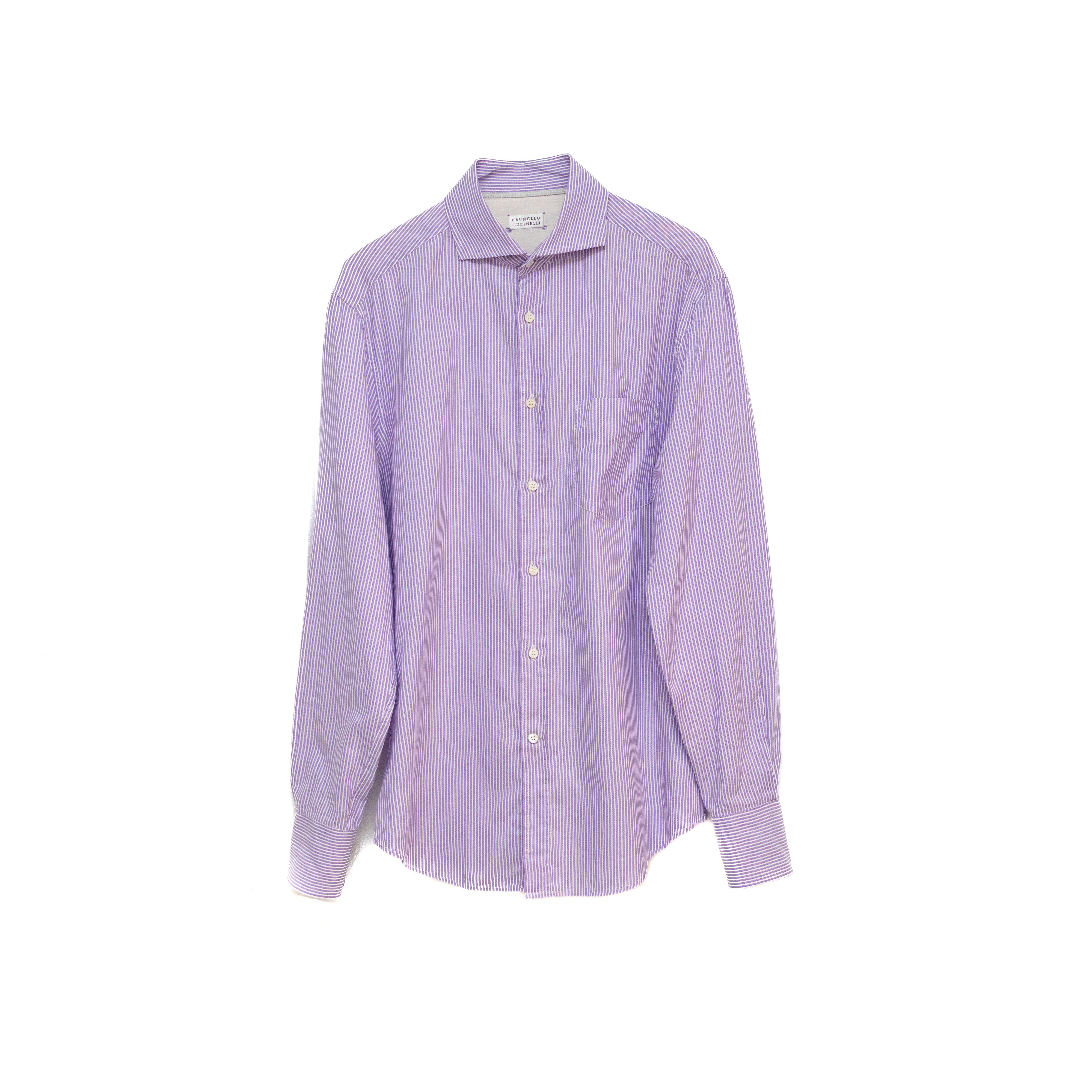 Brunello Cucinelli Brunello Cucinelli Maroon Violet Cotton Button Down Shirt Size US M / EU 48-50 / 2 - 1 Thumbnail