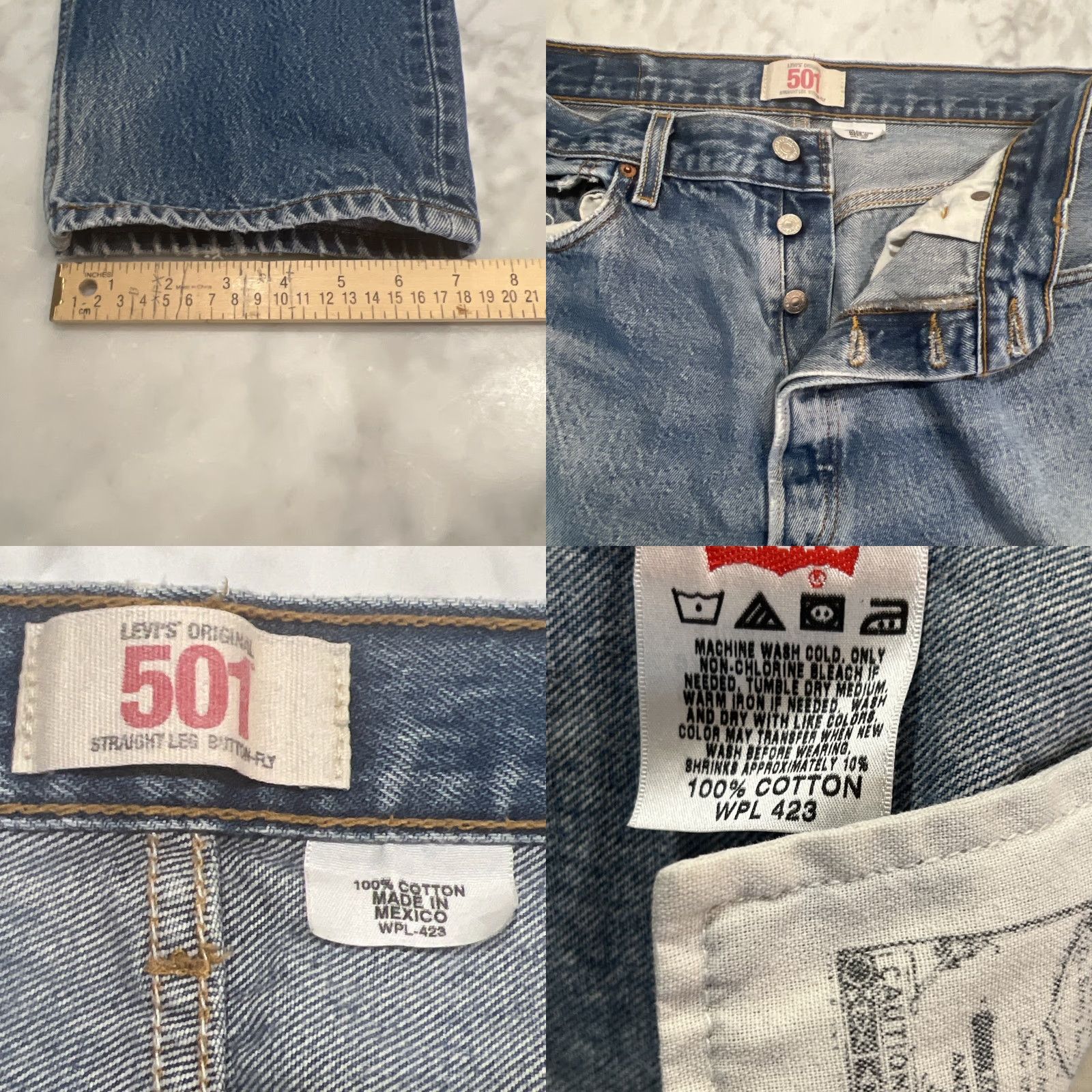 Levi's Levi’s 501 XX Jeans Men Blue 32x30 Regular Denim Cotton 5-Pocket USA 90s Straight Mexico Frayed Stains Size US 32 / EU 48 - 11 Thumbnail