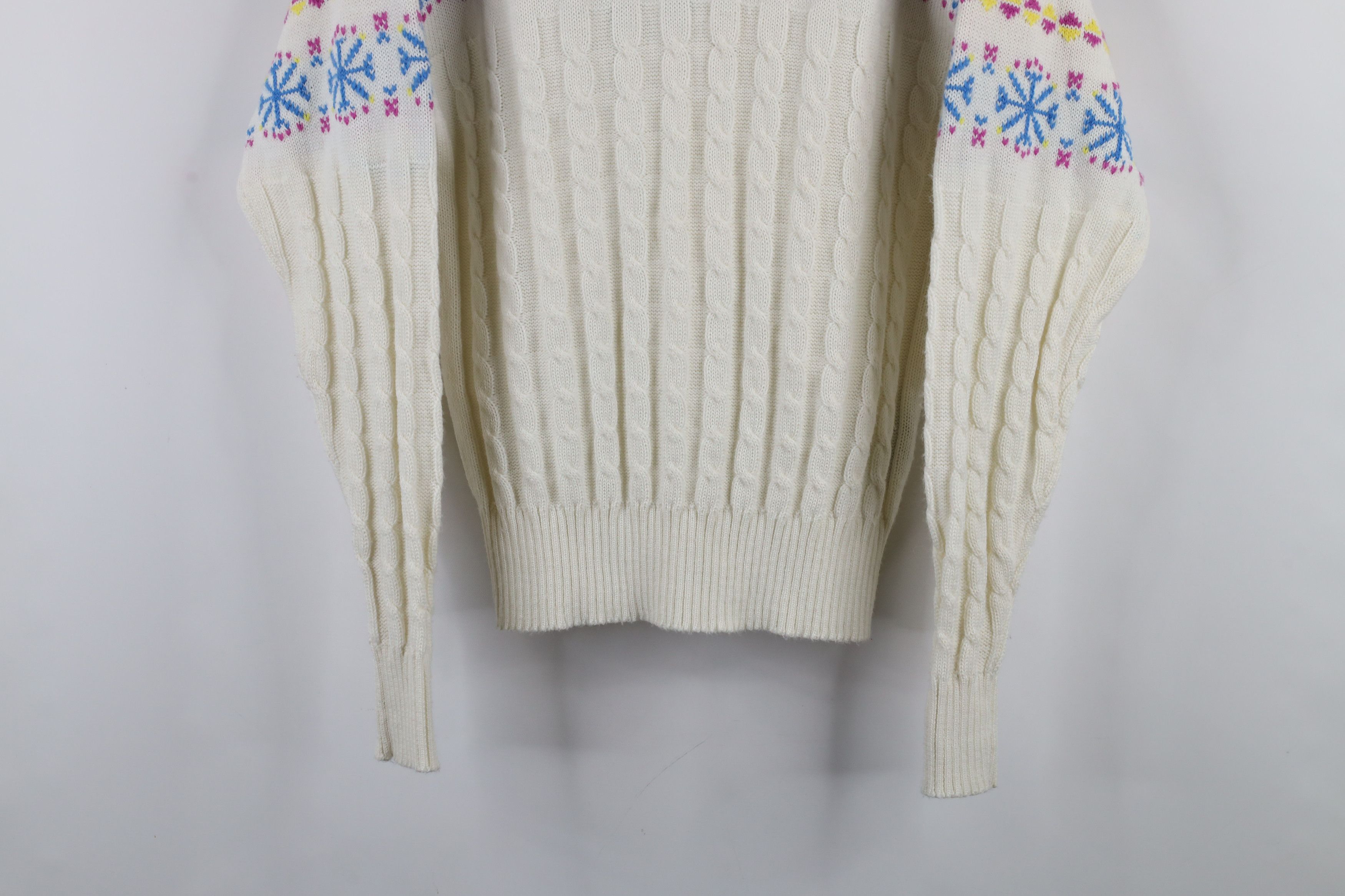 Vintage Vintage 70s 80s Streetwear Fair Isle Snowflake Knit Sweater Size M / US 6-8 / IT 42-44 - 3 Thumbnail
