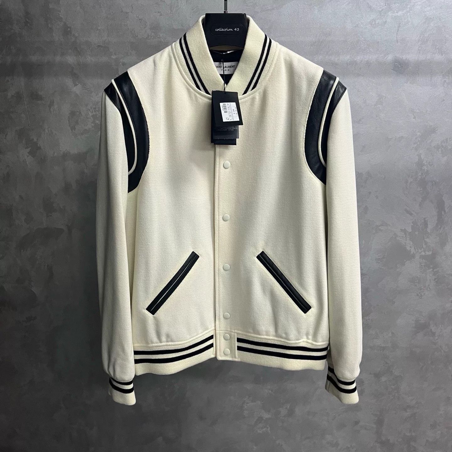 Saint Laurent Paris Saint Laurent White Baseball Jacket Size US L / EU 52-54 / 3 - 1 Thumbnail