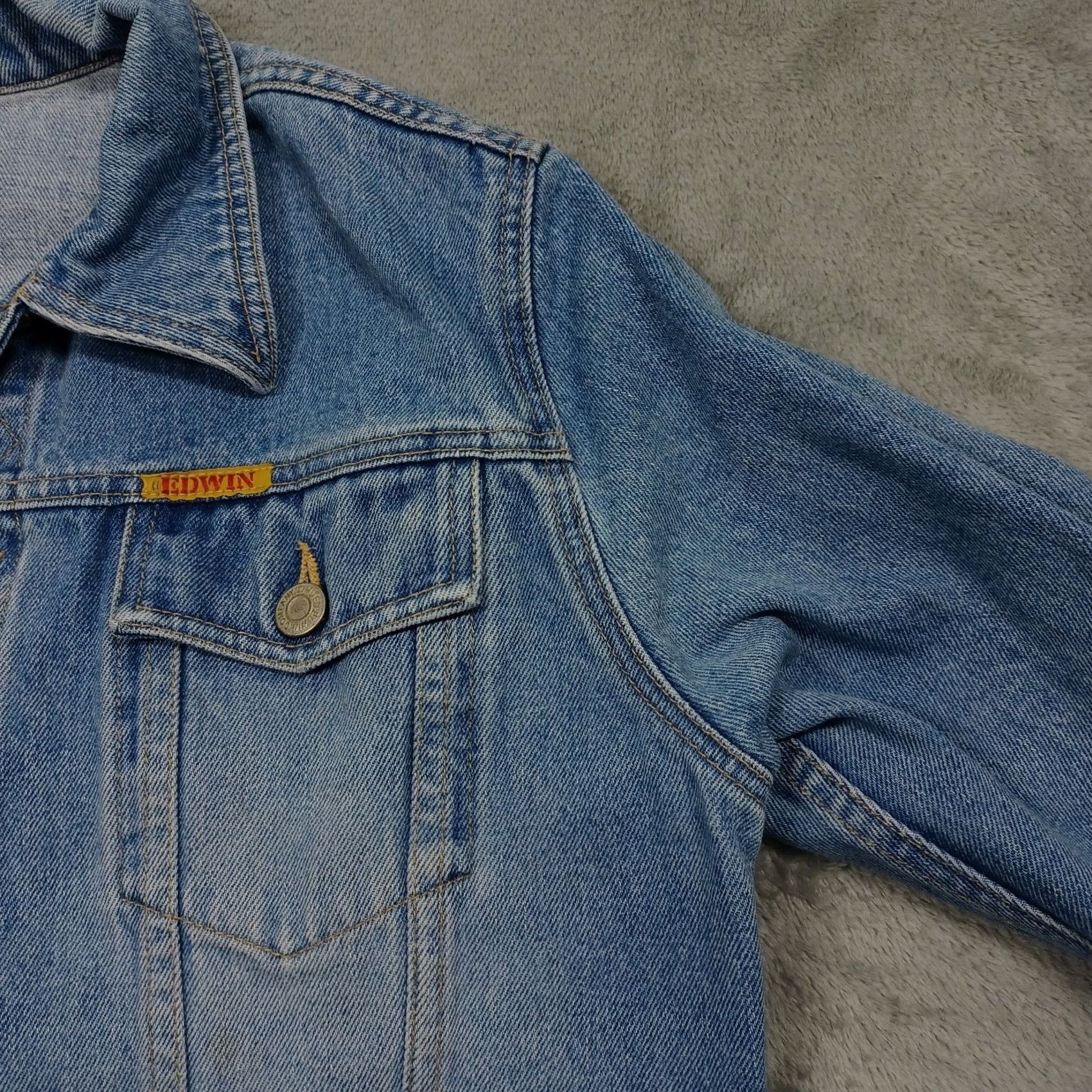 Edwin Edwin Jacket Womens Large Blue Denim Pockets Button Up Cropped Canada Size L / US 10 / IT 46 - 3 Thumbnail