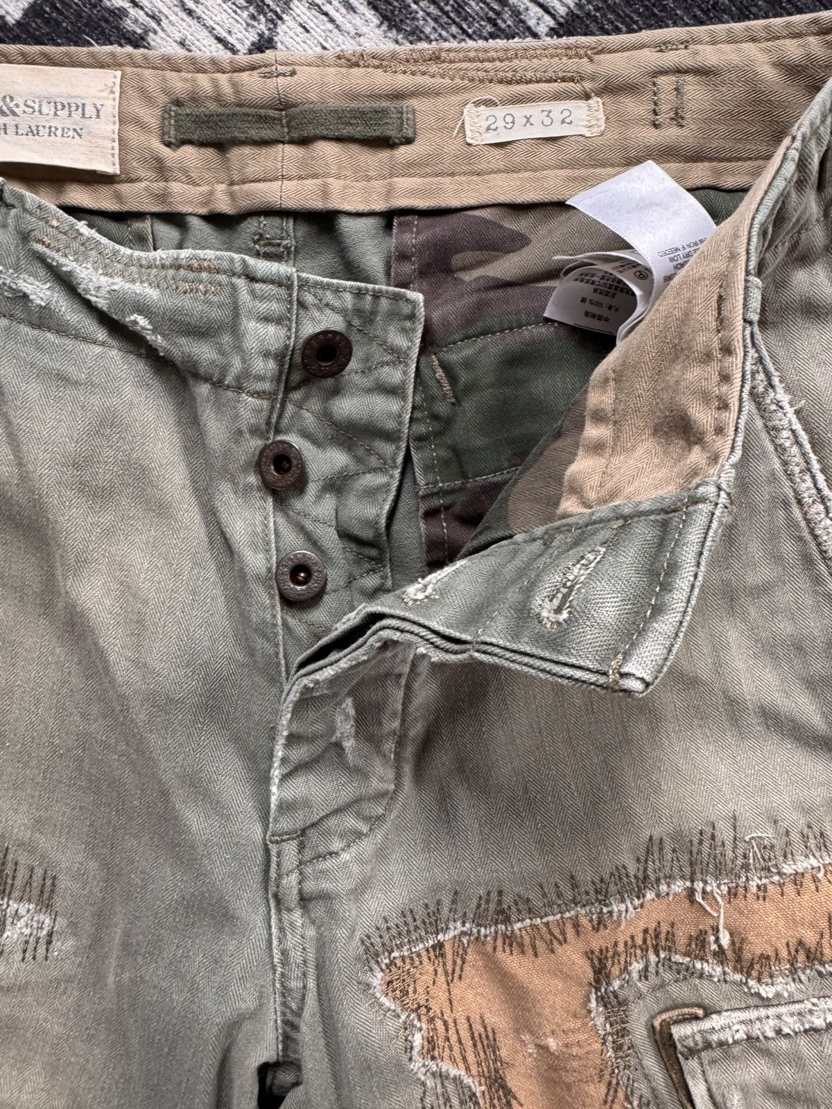 Denim & Supply Ralph Lauren Denim & Supply Ralph Lauren Distressed Patch Cargo Pants Size US 29 - 4 Thumbnail