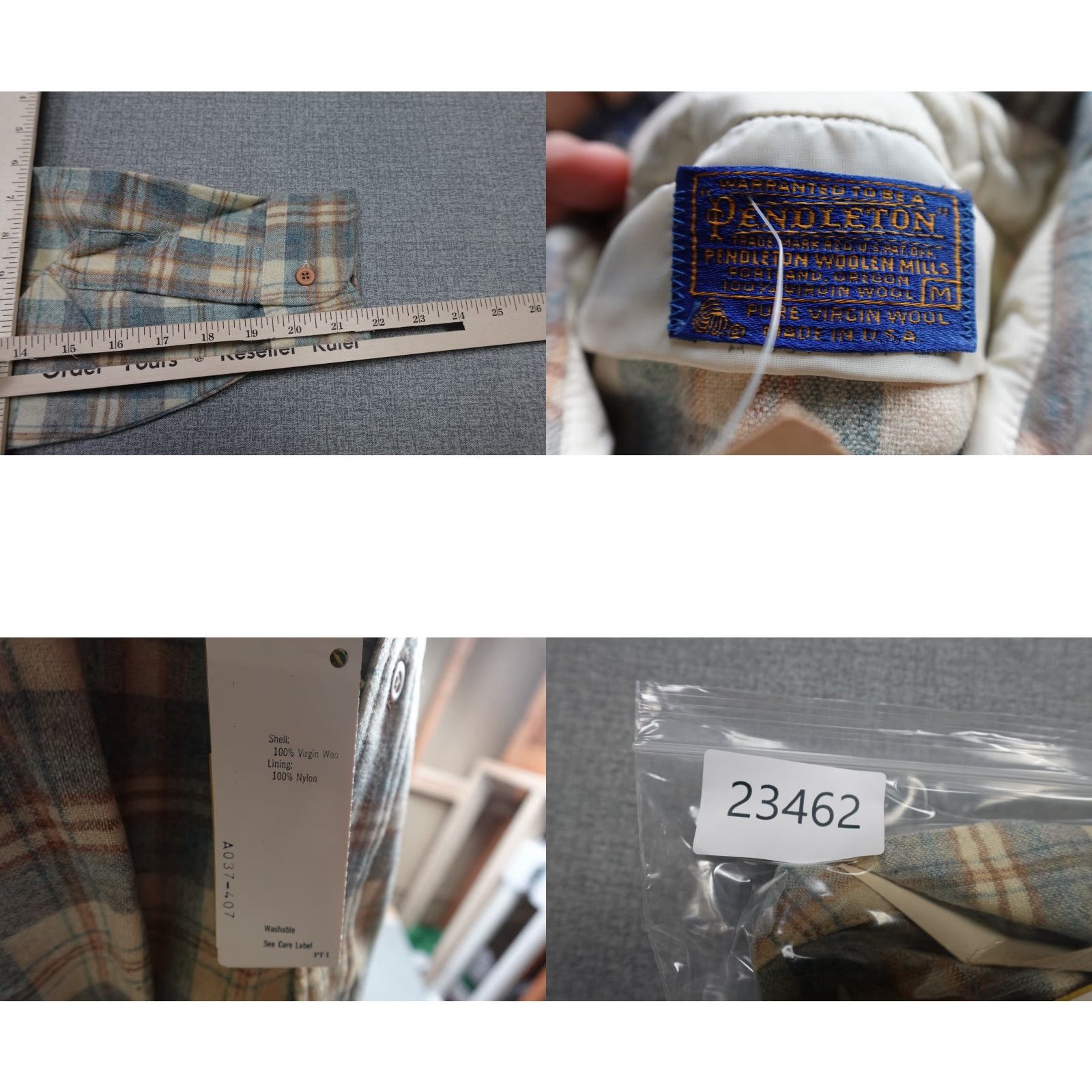 Pendleton VINTAGE Pendleton Shirt Mens M Gray Wool Plaid 80s USA Club Sportsman Button-Up Long Sleeve Collared Flannel Pattern Size US M / EU 48-50 / 2 - 8 Thumbnail
