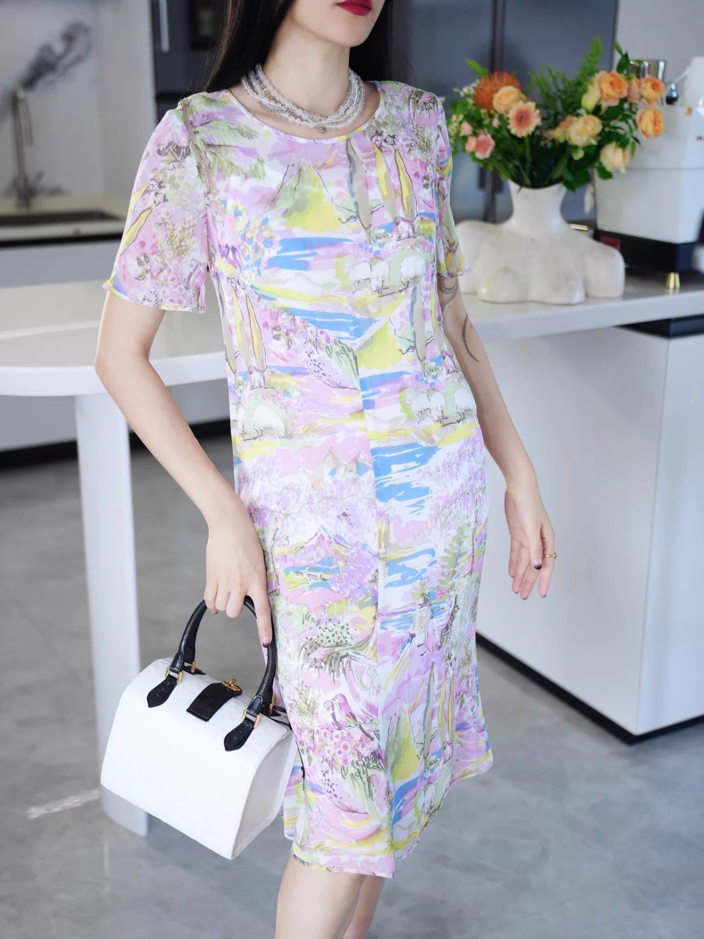 Fendi Fendi Vintage Pink Tuscany Print Dress FR40/M-L Size M / US 6-8 / IT 42-44 - 2 Thumbnail